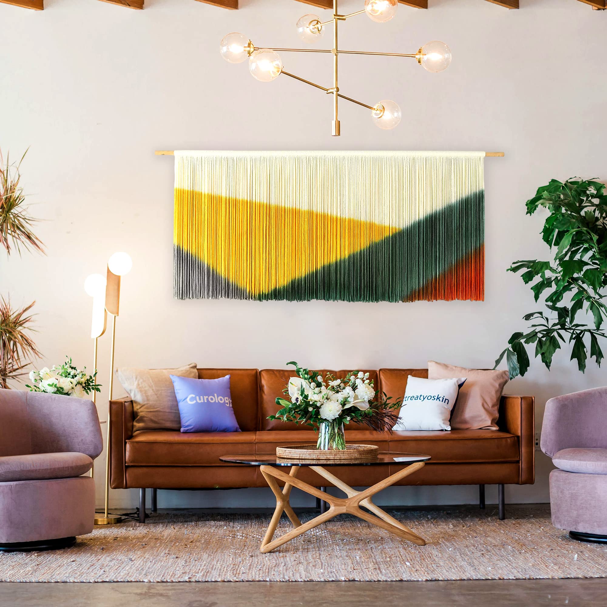 Handmade AURTEM Tie-Dyed Macrame Wall Hanging - Boho Chic Woven Yarn Tapestry for Home Decor | Perfect for Living Room, Bedroom & Nursery Wall Art | Bohemian Style Interior Design Accent