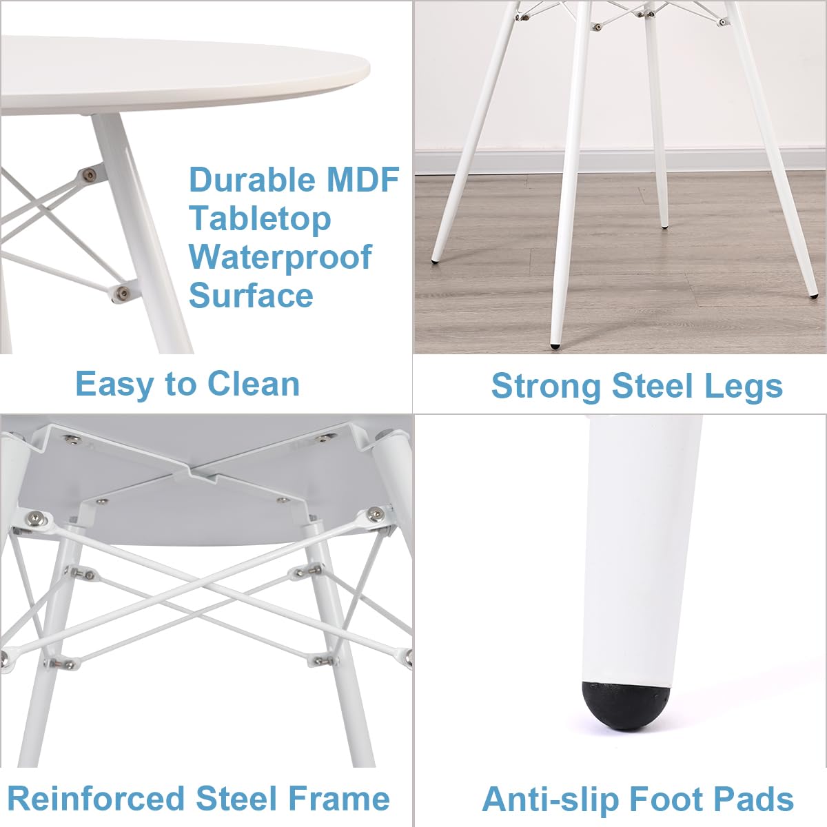 Modern White Round Dining Table 31.5
