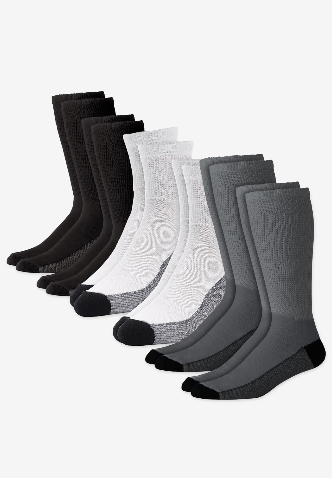 KingSize Men's Full Length Cushioned Crew Socks 3-Pack - Comfortable & Durable Cotton Socks for Work, Sports & Everyday Wear