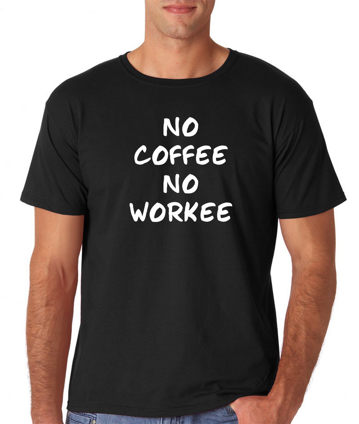 Funny Coffee Lovers T-Shirt for Men - 'No Coffee No Workee' Premium Cotton Tee - Perfect for Office, Gifts & Casual Wear