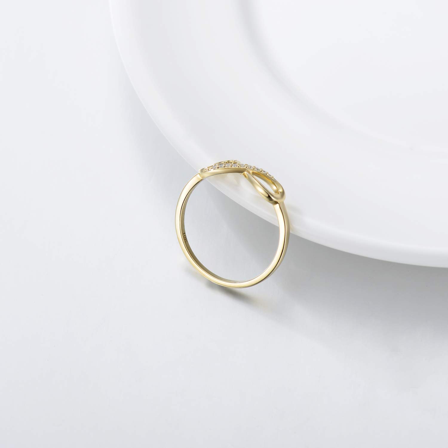 10K Solid Yellow Gold Infinity Heart Moissanite Ring for Women - Elegant Engagement, Wedding, Anniversary & Birthday Jewelry Gift for Girlfriend, Wife & Mother - Size 4.5-12 - Perfect for Romantic Occasions & Everyday Wear