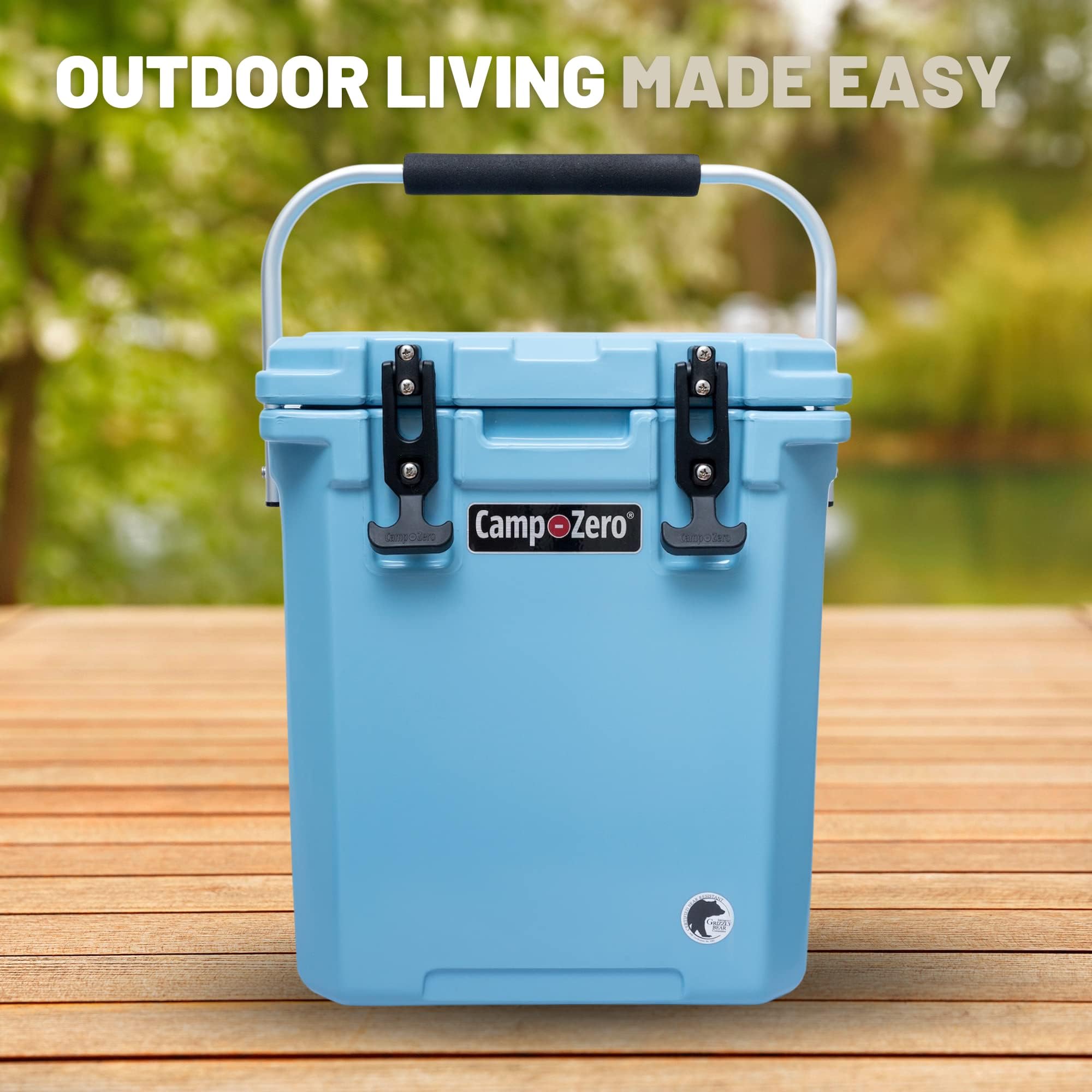 CAMP-ZERO 16L/16.9 Quart Portable Hard Cooler with Divider - Insulated Cooler for Drinks, Wine Bottles & Food - Perfect for Beach, Picnics, Camping, Boating & Travel - Features 2 Molded Cup Holders & Foldable Aluminum Handle - Keep Beverages Cold for Outdoor Adventures