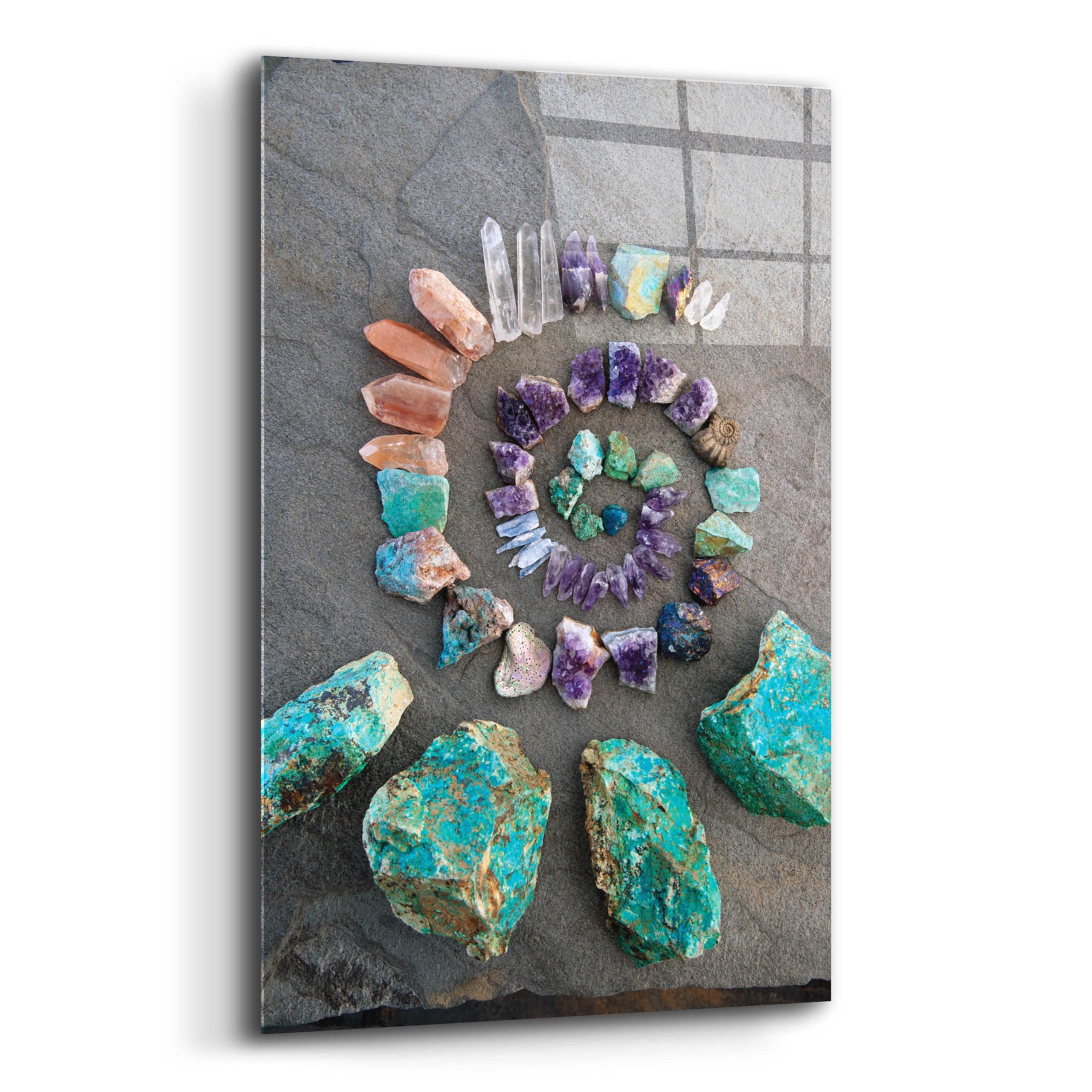 Epic Art 'Reiki Energy Crystal Spiral' by Elena Ray - 16x24 Inch Acrylic Glass Wall Decor | Spiritual Healing Home & Office Decoration | Meditation Room & Yoga Studio Artwork