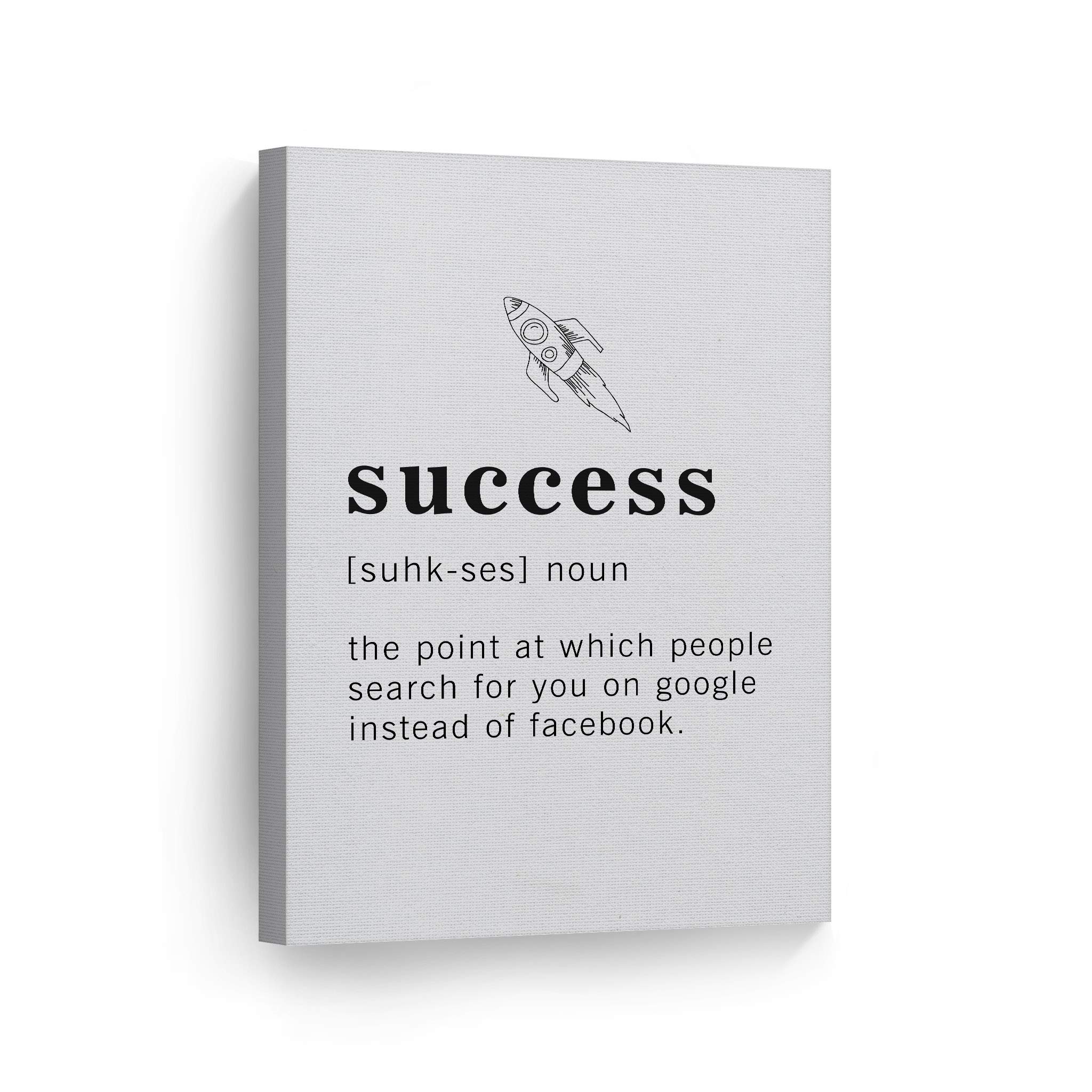 Funny Noun Dictionary Definition of Success Canvas Print - Inspirational Quote Wall Art for Office, Living Room, Bedroom & Bathroom Decor - Ready to Hang Home Decor (40x30 inches, Made in USA) - Perfect for Gifts, Motivational Spaces & Modern Interior Design