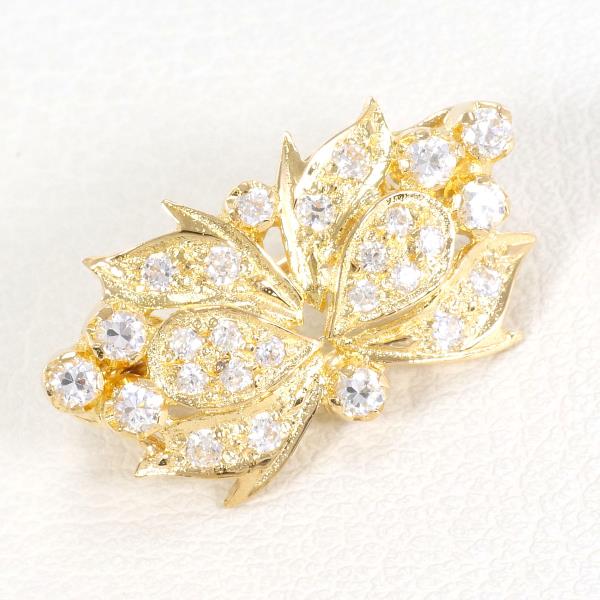 18K Yellow Gold Zirconia Brooch Pin - Elegant Cubic Zirconia Flower Brooch for Women - Perfect for Weddings, Parties, and Special Occasions