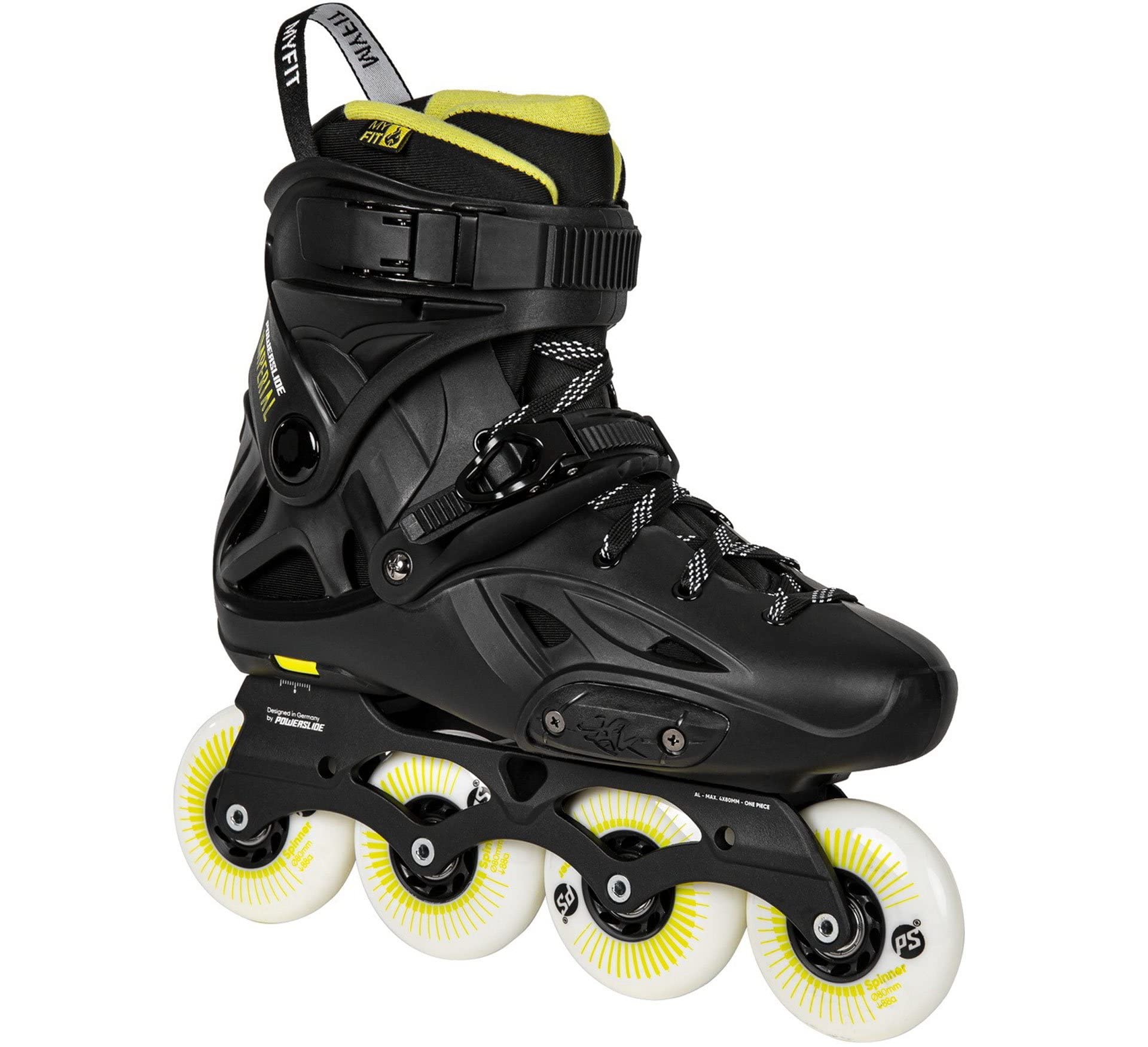 Powerslide Imperial One 80 Aggressive Inline Skates for Men & Women - Black/Yellow - High-Performance Urban & Fitness Skating