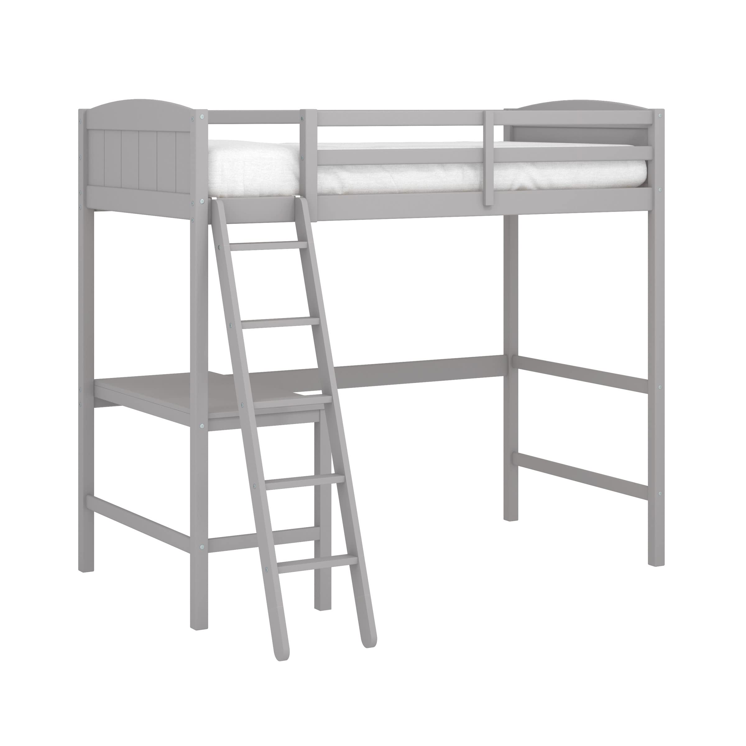 Hillsdale Alexis Contemporary Wood Arch Twin Size Loft Bed with Desk in Gray - Space-Saving Study & Sleep Solution for Kids & Teens Bedrooms