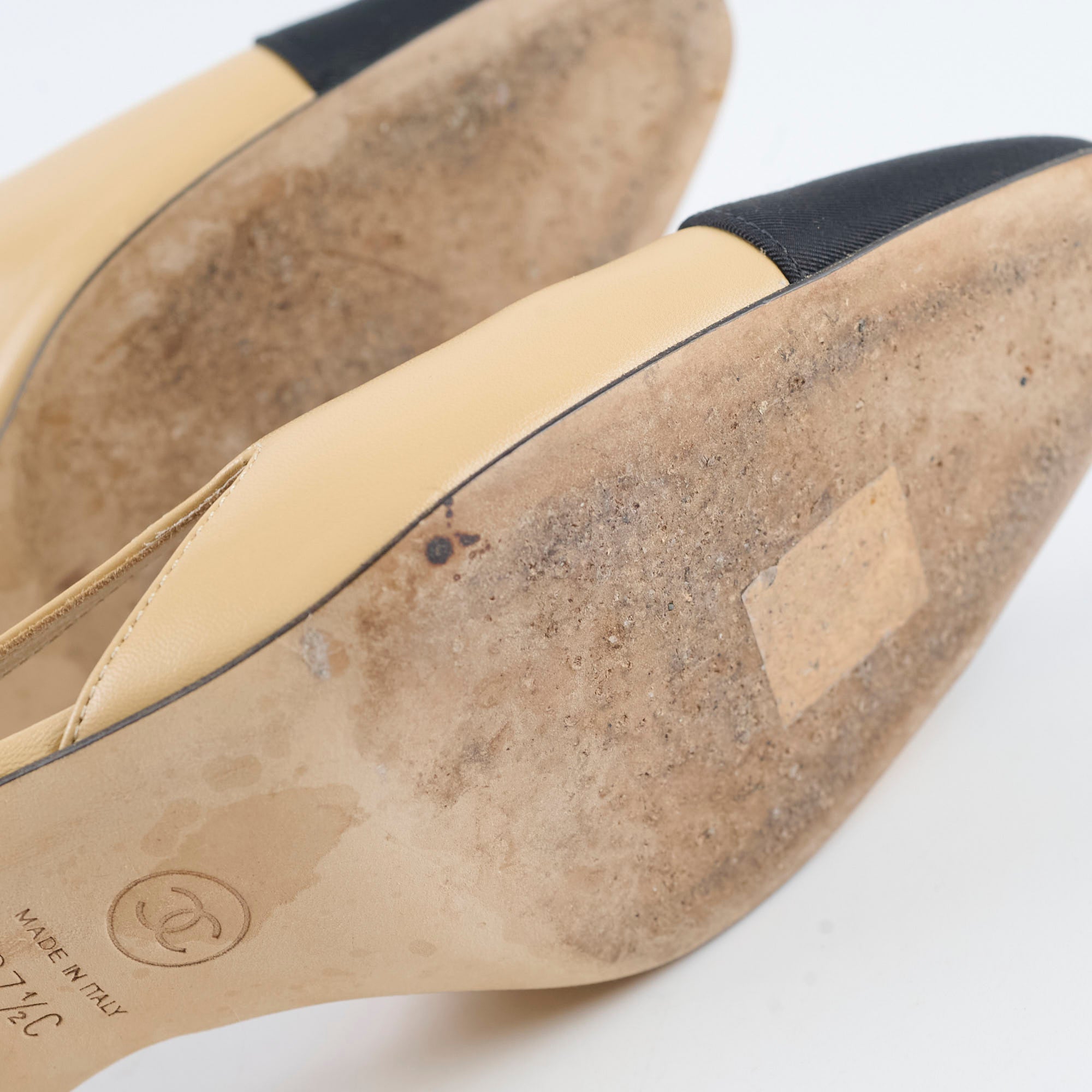 Chanel Beige Slingback Pumps Size 37.5 - Classic Heels for Women | Perfect for Office, Wedding & Evening Events