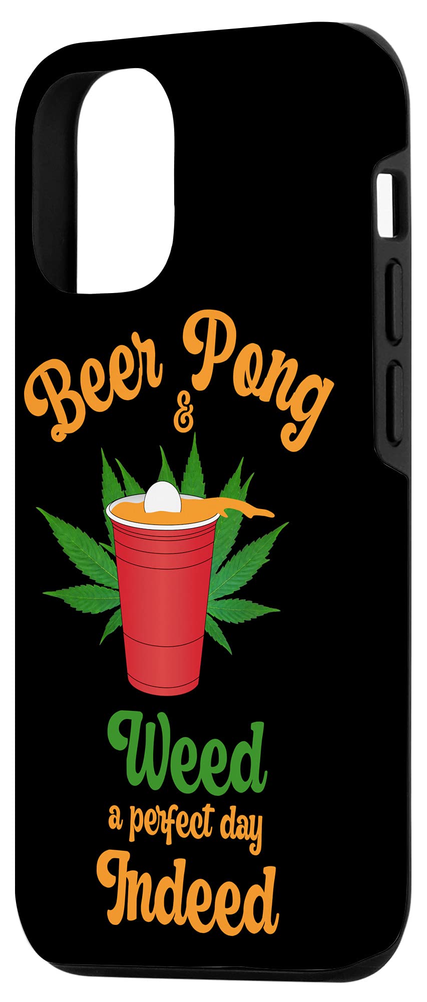 iPhone 12/12 Pro Protective Case with Beer Pong & Marijuana Leaf Design - Durable Phone Cover for Party, Festival & Stoner Lifestyle - Perfect for 420 Celebrations, College Parties & Cannabis Enthusiasts