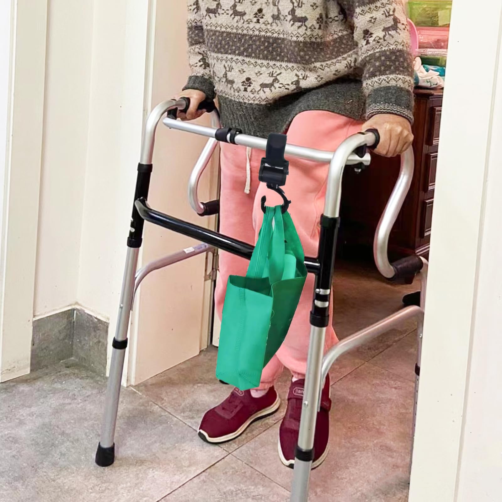 5 Pack 360° Rotating Stroller Hooks - Heavy Duty Walker Hooks for Hanging Diaper Bags, Purses & Shopping Bags on Wheelchairs, Rollators & Bikes - Perfect for Parents, Seniors & Disabled Individuals (Baby Stroller Accessories, Mobility Aid Organizer)