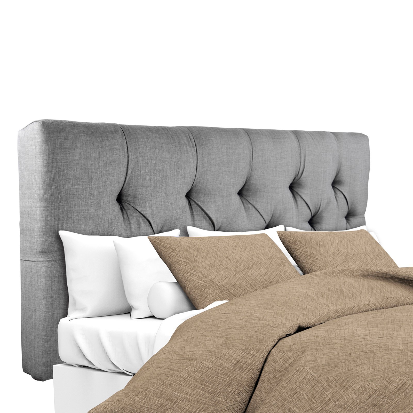 MJL Furniture Designs Jackie Collection Twin Size Headboard - Solid Wood, Padded & Diamond Tufted Upholstery, Khaki (Sachi Series) | Perfect for Bedroom Decor, Guest Rooms & Dorm Furniture