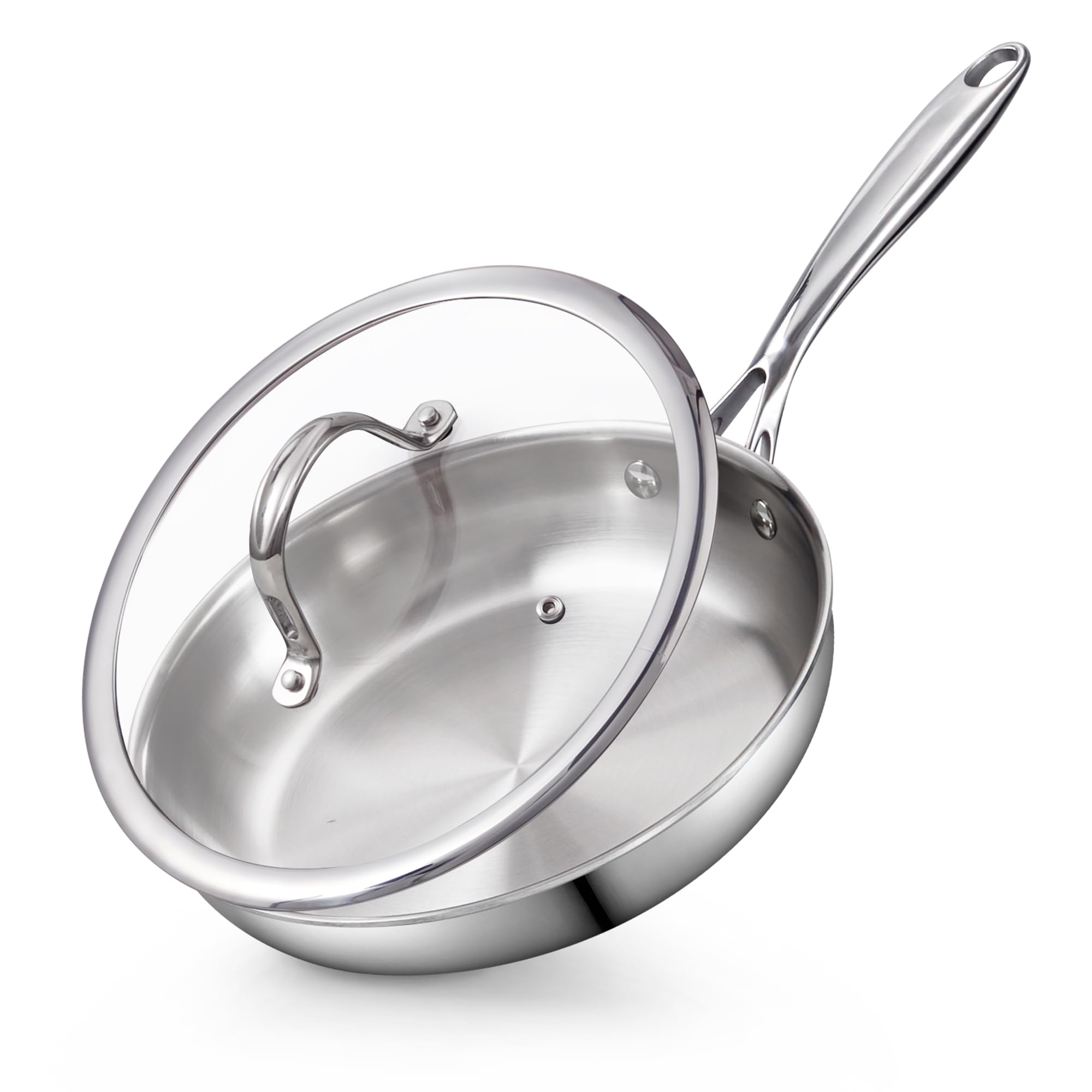 **Cooks Standard 12-Inch Stainless Steel Frying Pan with Lid – Multi-Ply Clad Wok Stir Fry Pan & Kitchen Skillet – Silver – Perfect for Sautéing, Stir-Frying & Everyday Cooking**