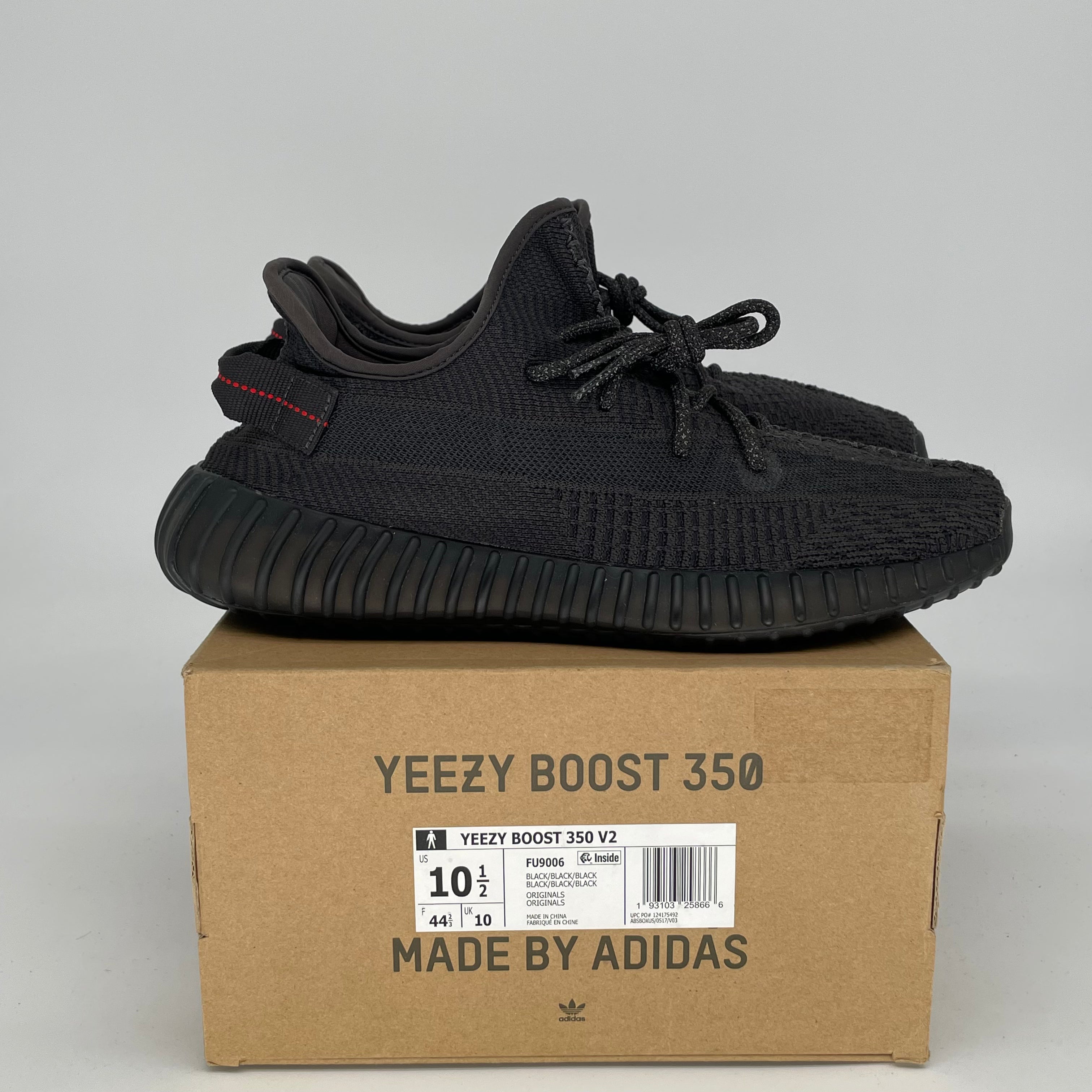 Adidas Yeezy Boost 350 V2 Black - Men's Size 10.5 / Women's Size 12 - Style Code FU9006 | Running Shoes for Men & Women | Perfect for Gym, Jogging & Casual Wear