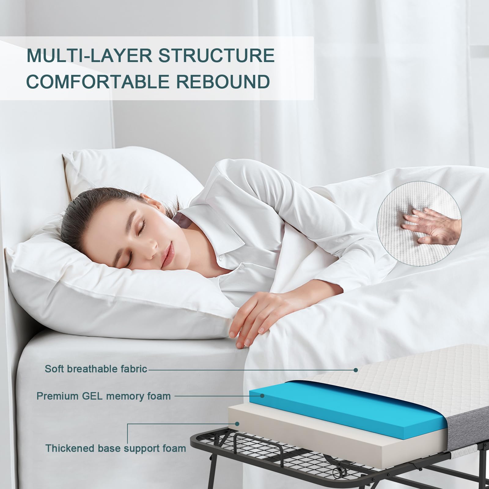 Foldable Guest Bed with Mattress - 75