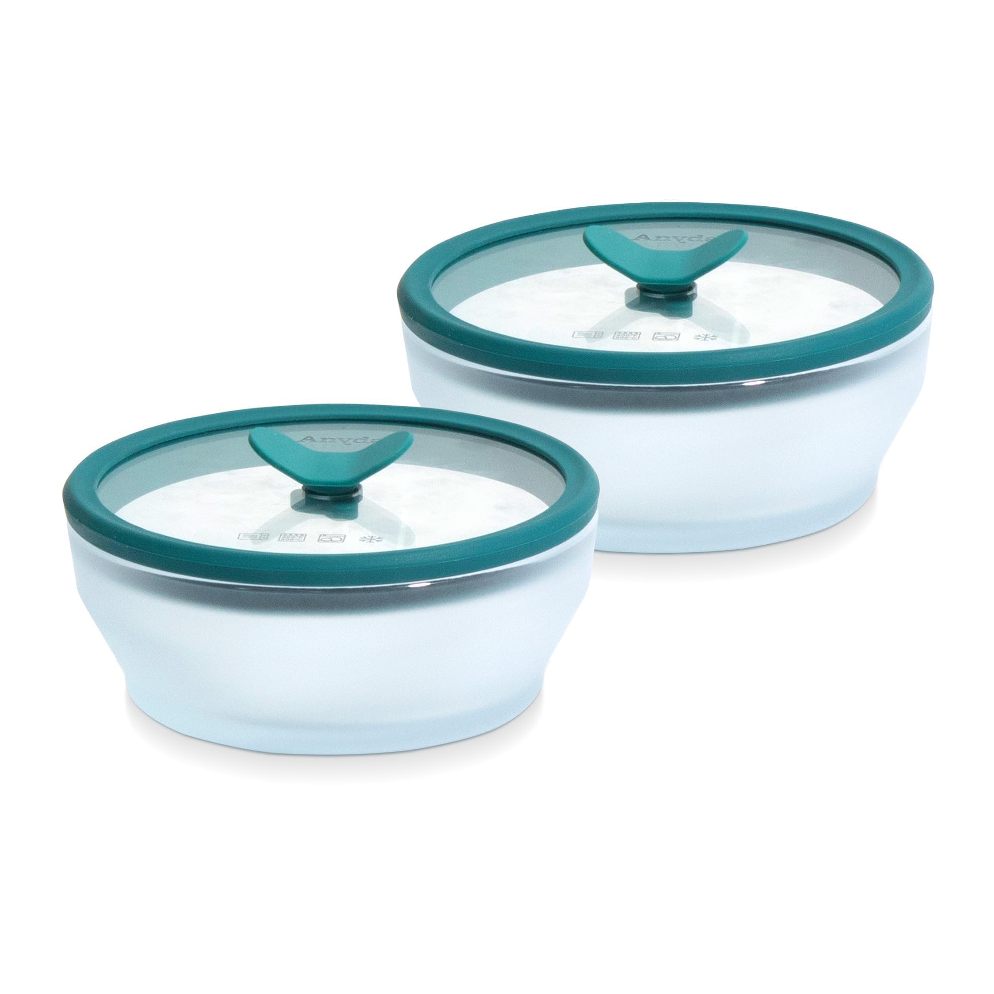 Anyday Plastic-Free Microwave Safe Glass Cookware Set - 2 Small Glass Containers with Lids for Steaming, Roasting, Serving & Food Storage (5.5