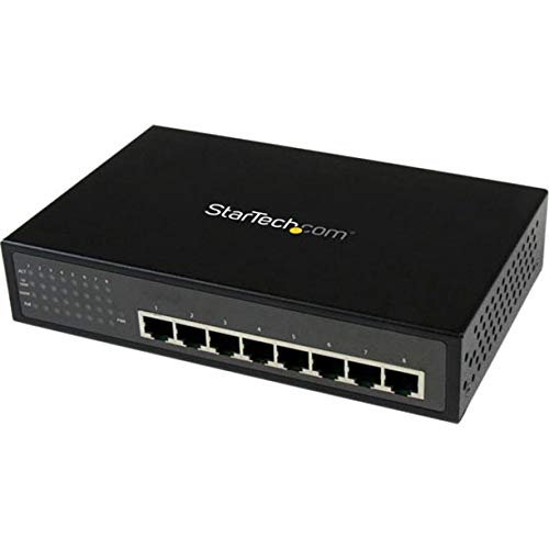 StarTech.com 8-Port Industrial Gigabit PoE+ Switch | 802.3af/at Unmanaged Ethernet Network Switch | Wall Mountable | 120W Power Budget | for IP Cameras, VoIP Phones & Wireless Access Points | Black (IES81000POE)