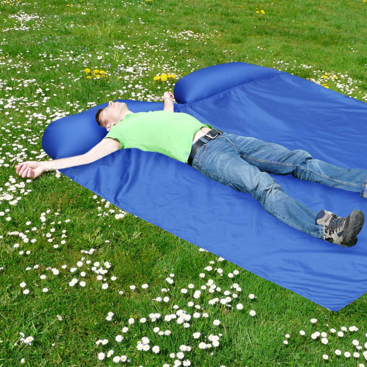 LIOOBO Inflatable Camping Sleeping Pad - Double Size Plaid Tent Air Mattress for Outdoor Backpacking, Hiking & Travel - Waterproof & Moisture-Proof Sleeping Mat for Camping, Picnics & Beach Trips