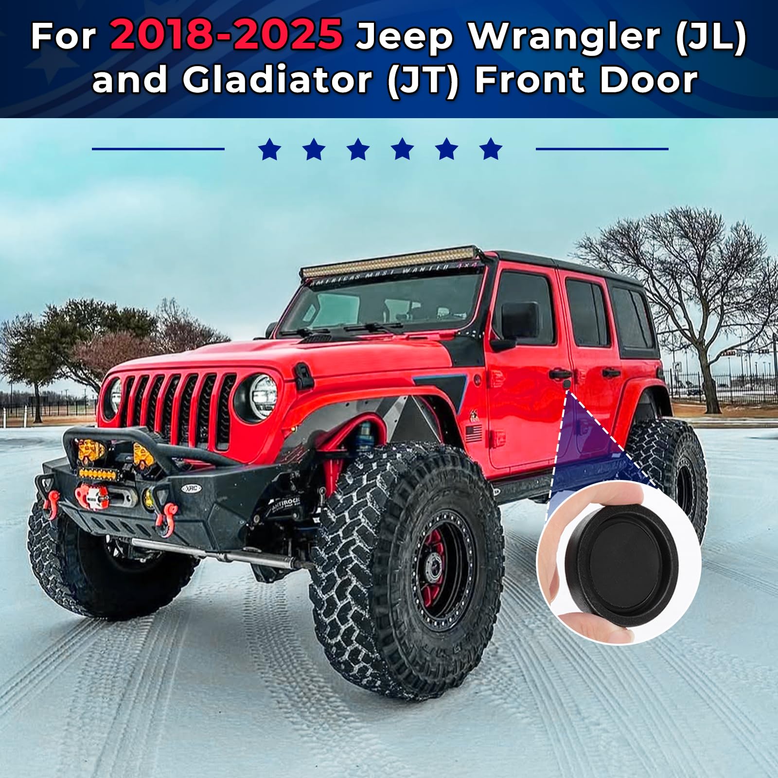 2018-2025 Jeep Wrangler JL & Gladiator JT Front Door Keyhole Covers - Heavy Duty Magnetic Lock Protectors | Rustproof & Anti-Theft Accessories | Perfect for Off-Roading & Urban Driving