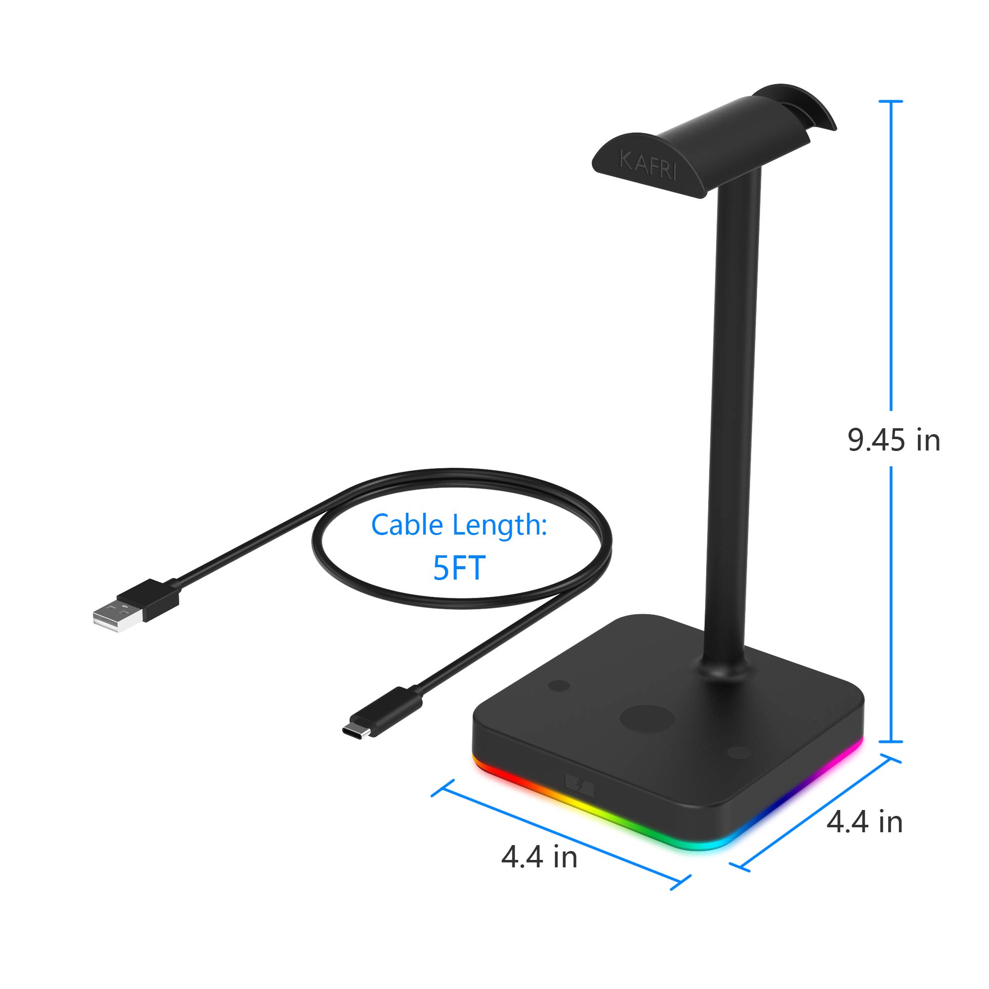 KAFRI RGB Gaming Headphone Stand with 10W/7.5W Fast Wireless Charger - Premium Headset Holder with QI Charging Pad for Gamers, PC & Desk Setup - Perfect for Gaming Stations, Home Office & Streaming Setups