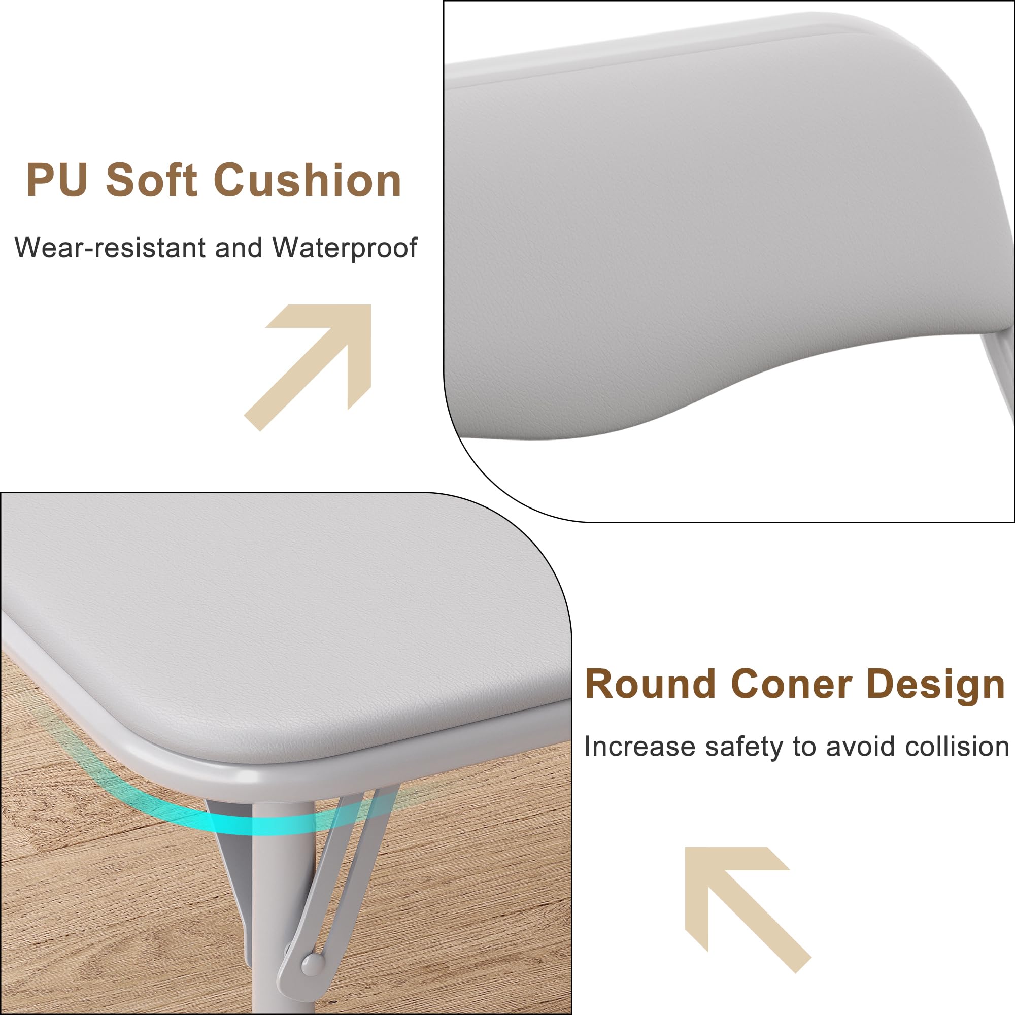 GAOMON Kids Folding Table and Chairs Set of 3 - Portable Children's Play Table with PU Soft Cushion, No Assembly Required - Perfect for Eating, Reading, Playing, and Homeschooling Activities