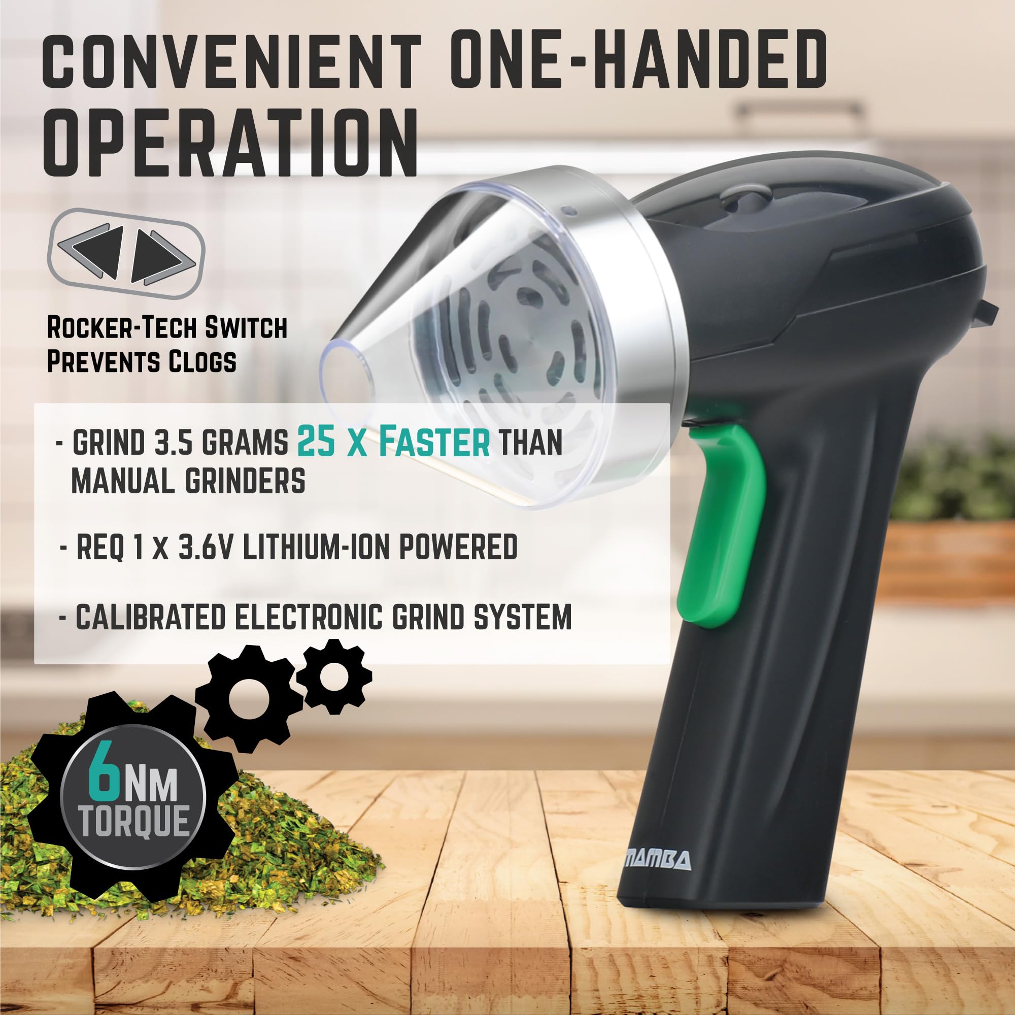 Premium Mamba Monster 3.5g Silver USB Rechargeable Electric Herb Grinder - Large Capacity Portable Metal Spice Mill for Kitchen, Travel & Camping - Perfect for Grinding Herbs, Spices & Coffee Beans
