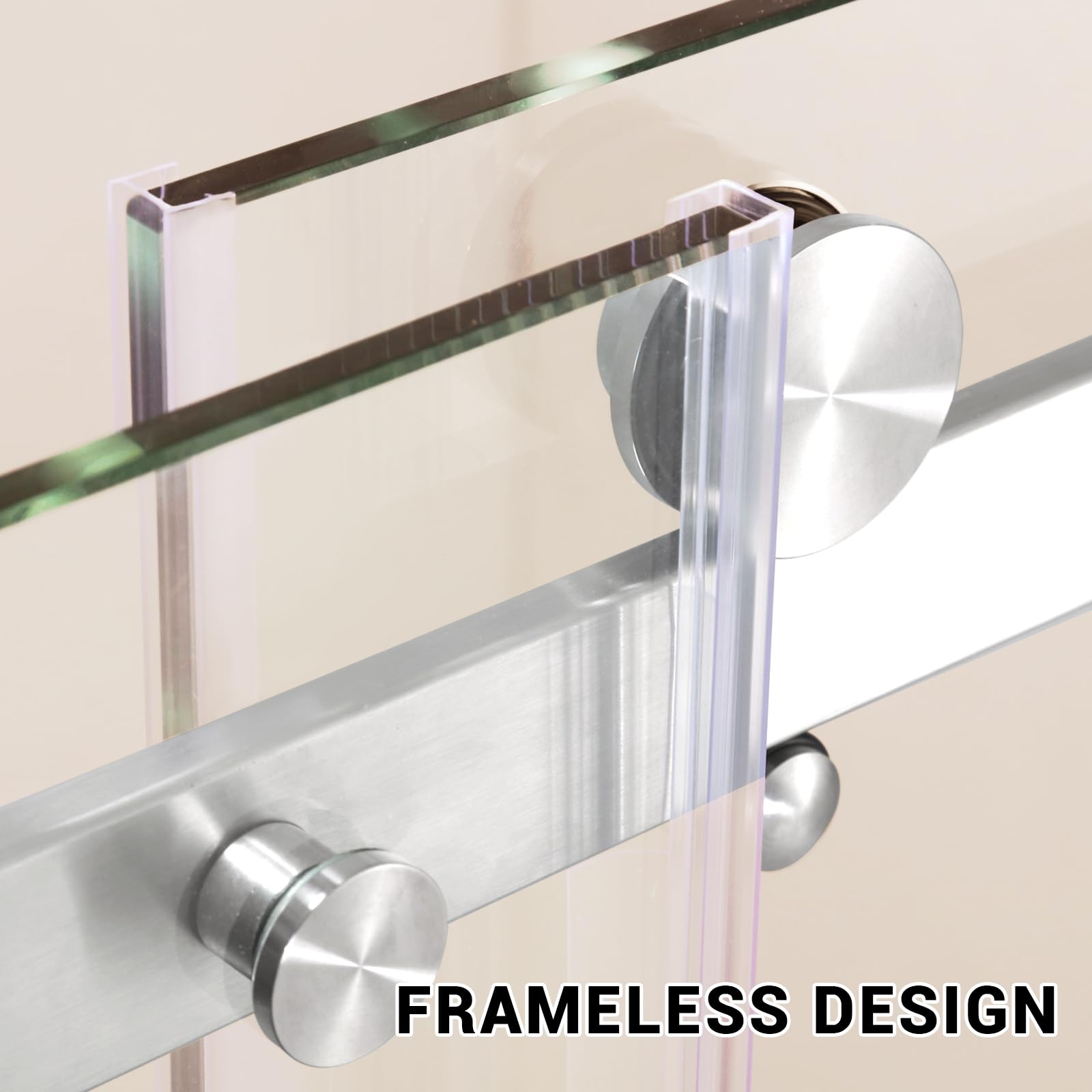 Frameless Tempered Glass Sliding Shower Door with Explosion-Proof Film, Stainless Steel Handle & Waterproof Seal - Clear Glass Bathroom Shower Enclosure for Modern Home & Spa Experience