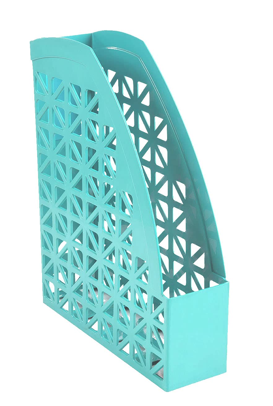 Mintra Office Plastic Desk Organizer Set of 2 - Magazine File Holder for Home & Office Organization - Teal Color - Perfect for Desk, Bookshelf, and Filing Cabinet Storage