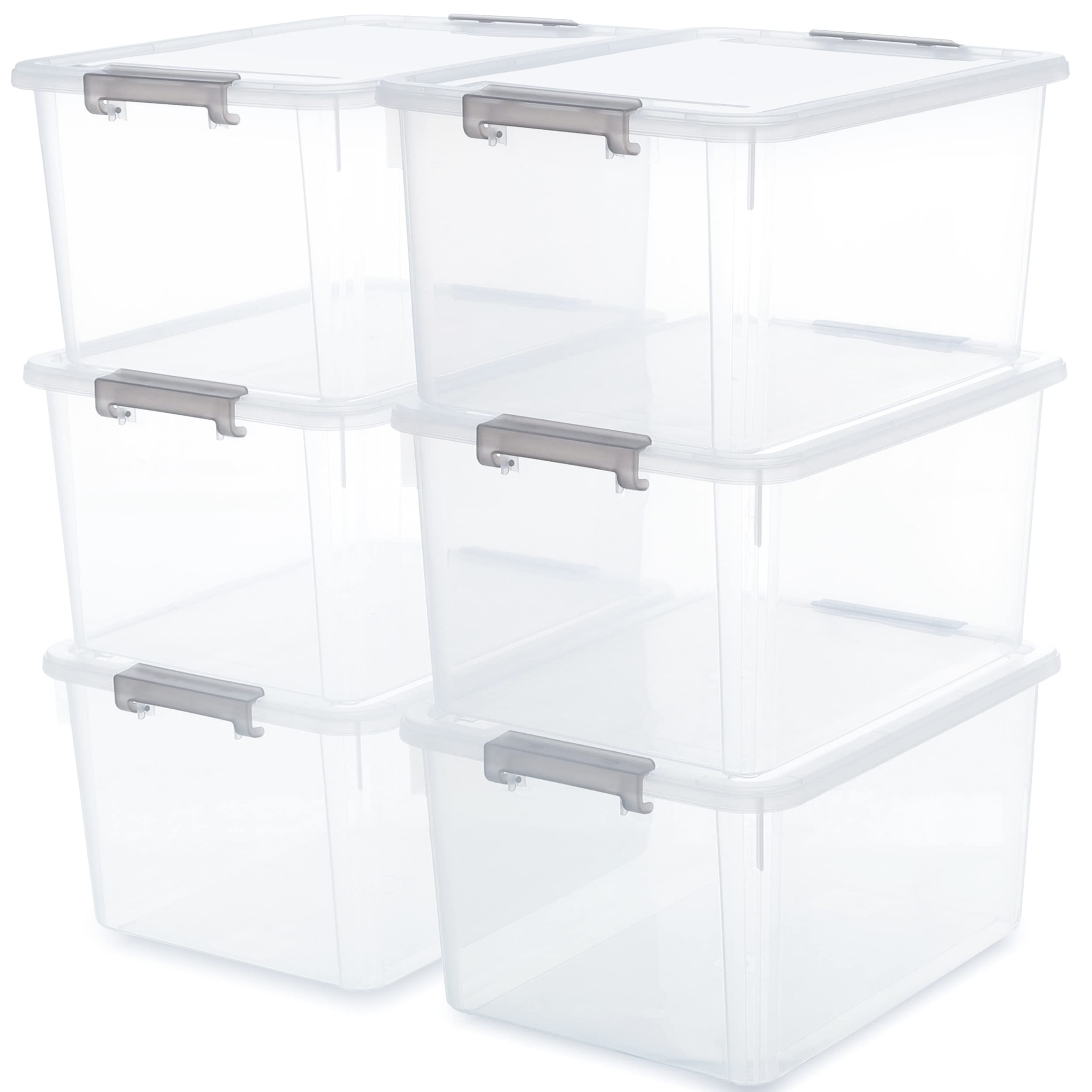 Citylife 6-Pack 32 QT Clear Plastic Storage Bins with Lids - Large Stackable Organizing Containers for Garage, Closet, Kitchen | Perfect for Home Organization, Seasonal Storage & Moving Supplies