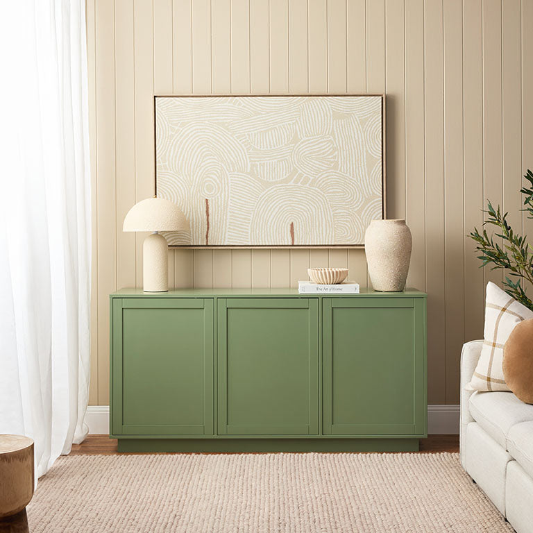 Eros Buffet Table - Sage Green Kitchen Island & Dining Buffet for Small Spaces | Perfect for Dining Room, Kitchen Storage & Home Decor