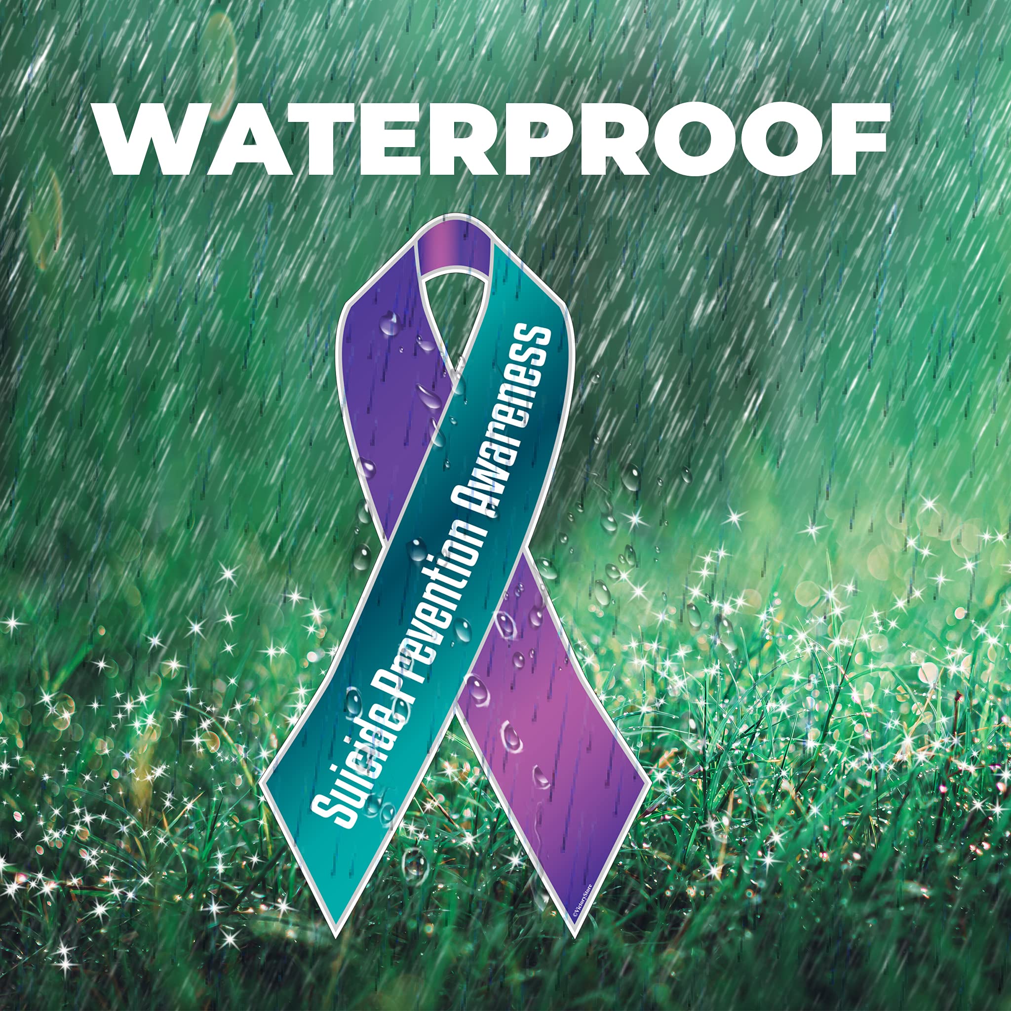 Suicide Prevention Awareness Ribbon Yard Sign - Teal & Purple Outdoor Lawn Decor with Stakes - 12.8x23.5 Inch - Perfect for Front Yard, Memorials & Awareness Campaigns - Pack of 10