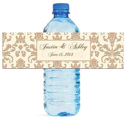 Baroque Wedding Anniversary Water Bottle Labels 8x2 Inch for Showers & Parties
