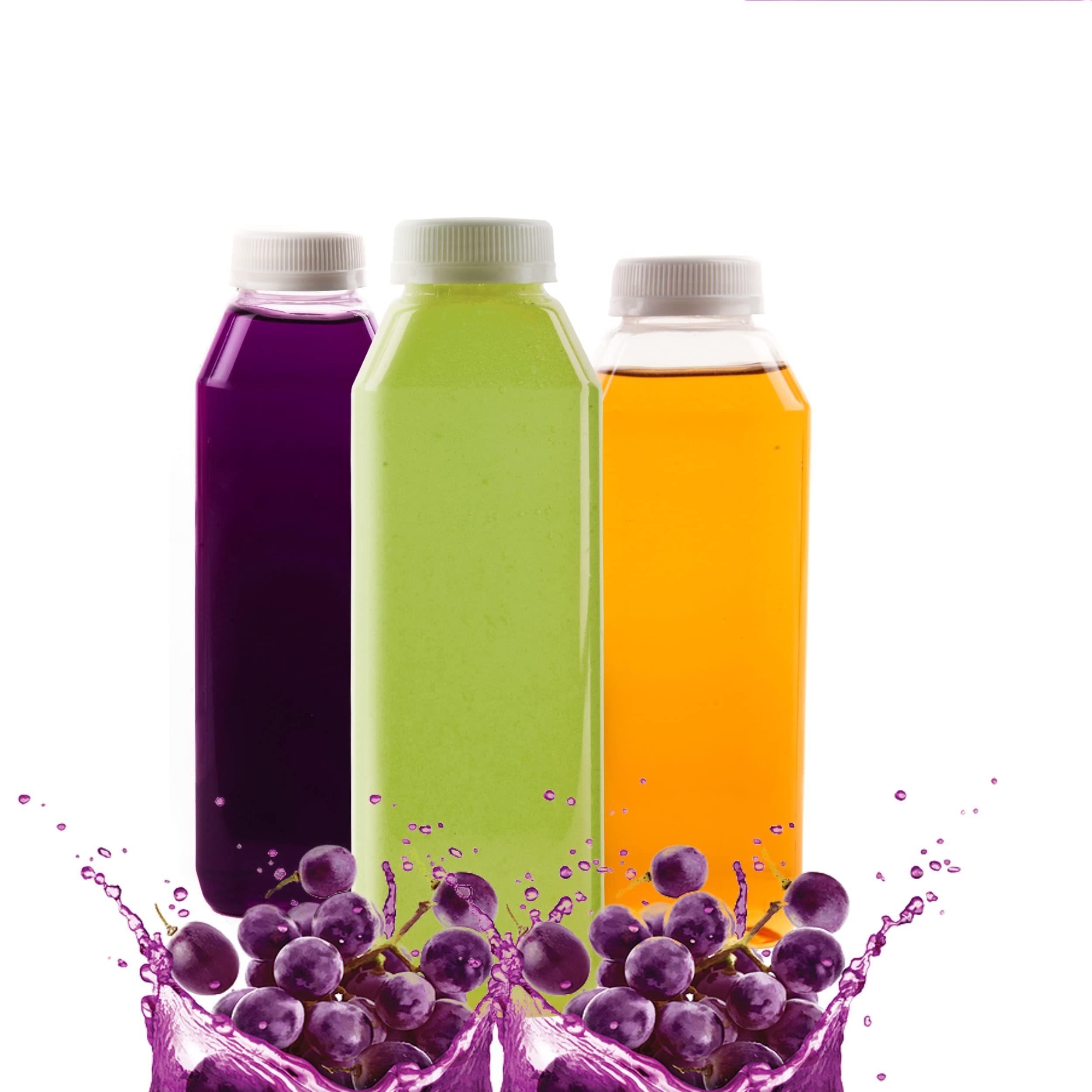 [160 Pack] 16oz Clear Plastic Juice Bottles with Tamper Evident Caps - BPA-Free Smoothie & Drink Containers for Juices, Milk, Meal Prep, Picnics & Party Favors - EcoQuality Reusable Food Storage Bottles for Home, Cafe & Commercial Use