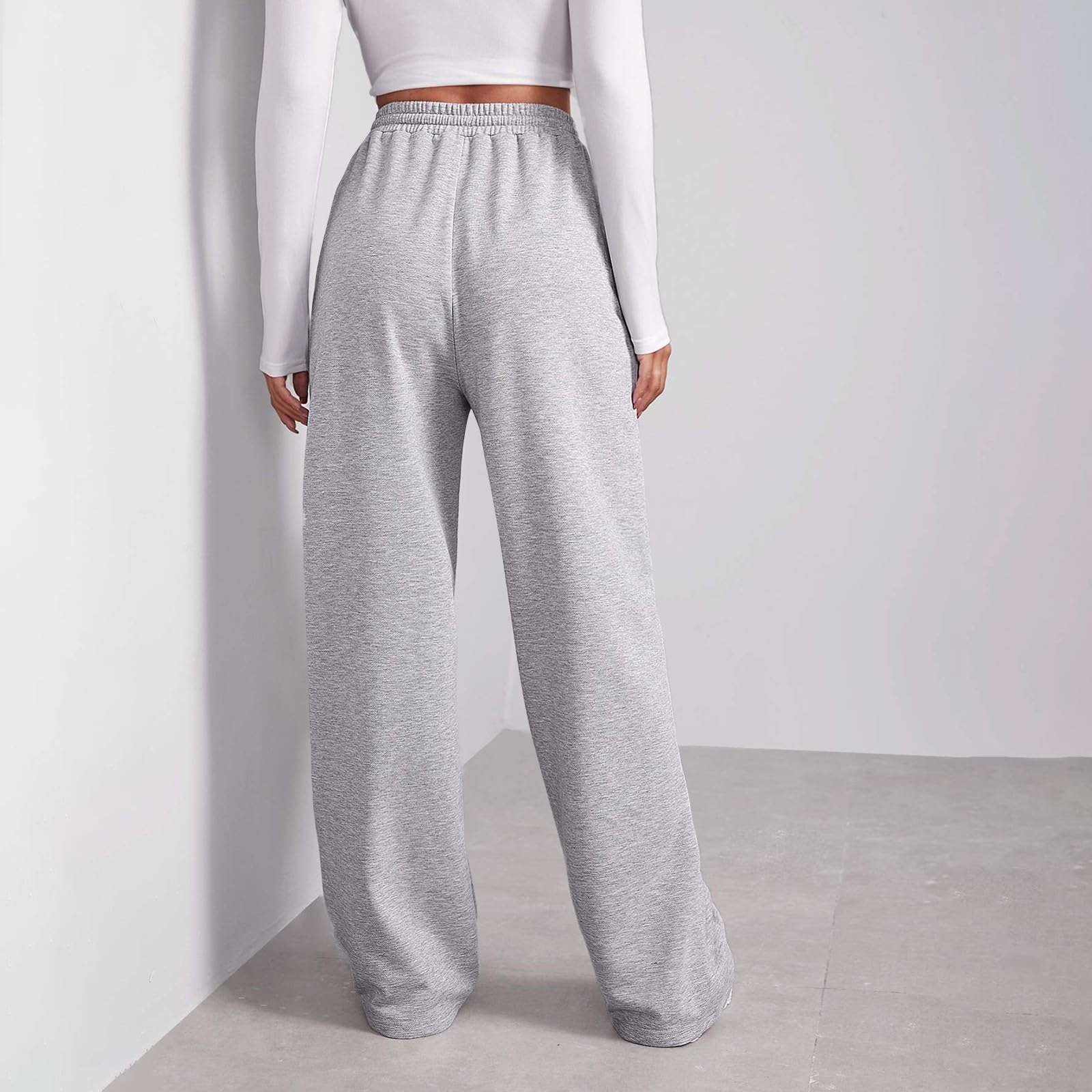 **Women's High Waist Fleece Joggers - Baggy Wide Leg Sweatpants with Pockets, Lightweight & Comfy Drawstring Lounge Pants for Casual Wear, Yoga, and Travel**