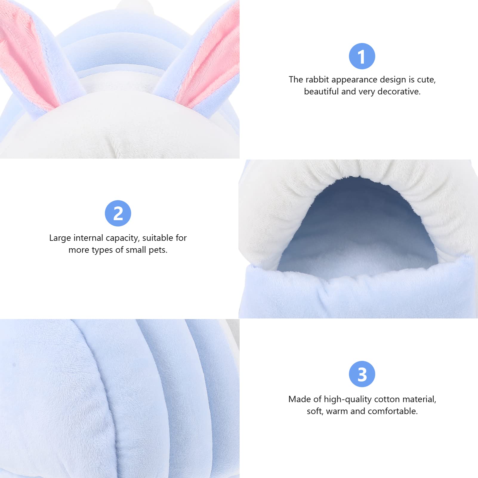 Balacoo Hamster Nest - Warm Hanging Bed & Hideout for Small Pets, Plush Hammock with Stuffed Bunnies, Cozy Cotton House for Hamsters, Gerbils & Mice - Perfect for Winter Warmth & Cage Comfort