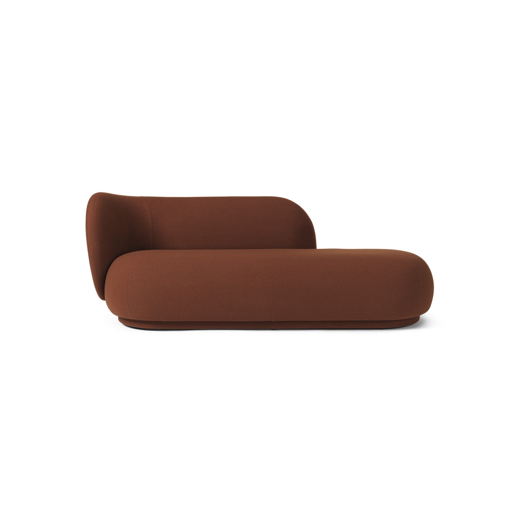 FERM LIVING Rico Divan Left Sofa - Tonus Red Brown Upholstery | Modern Scandinavian Living Room Furniture for Small Spaces & Apartments