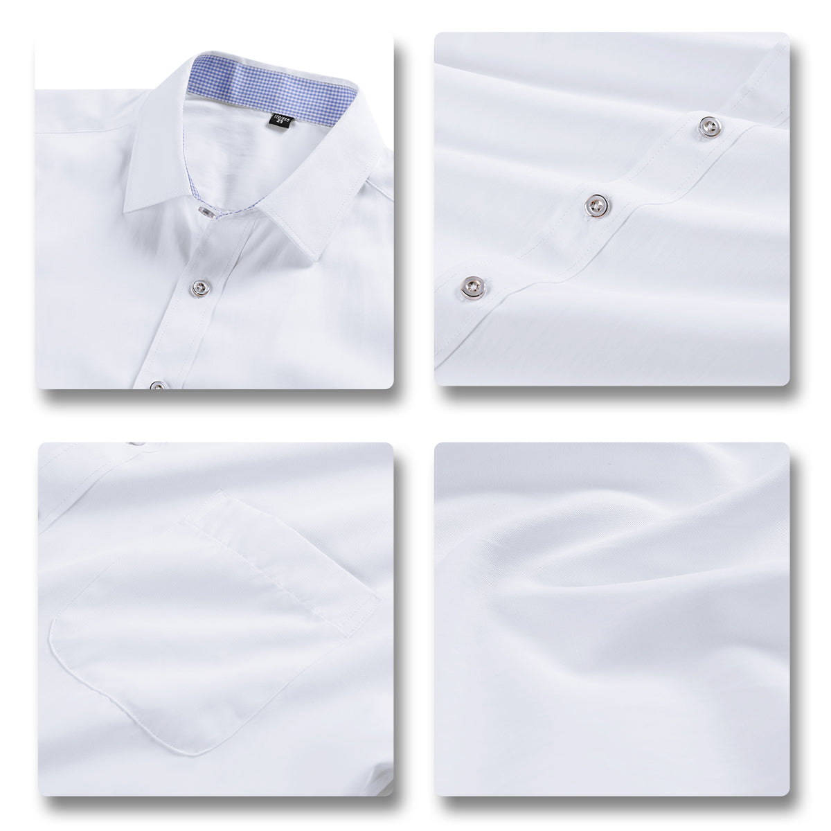 Men's Slim Fit Dress Shirt - Button Down Collar Striped & Checked Business Casual Shirt for Office, Wedding & Formal Events