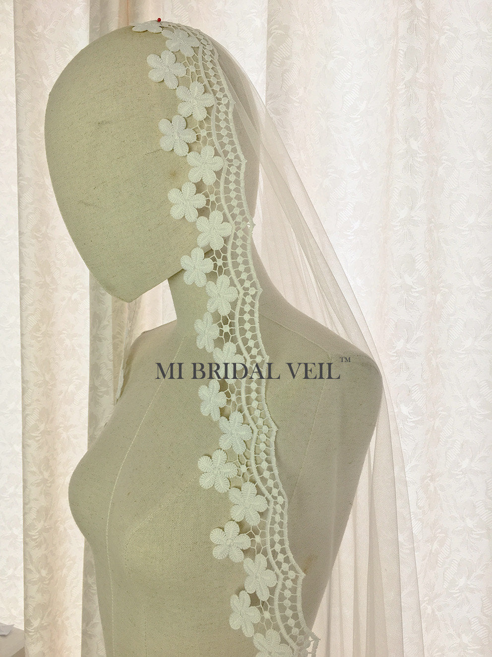 Boho Mantilla Venice Lace Wedding Veil with Tassel Trim - Elegant Bridal Veil for Boho, Beach & Vintage Weddings | Perfect for Brides, Photoshoots & Special Occasions