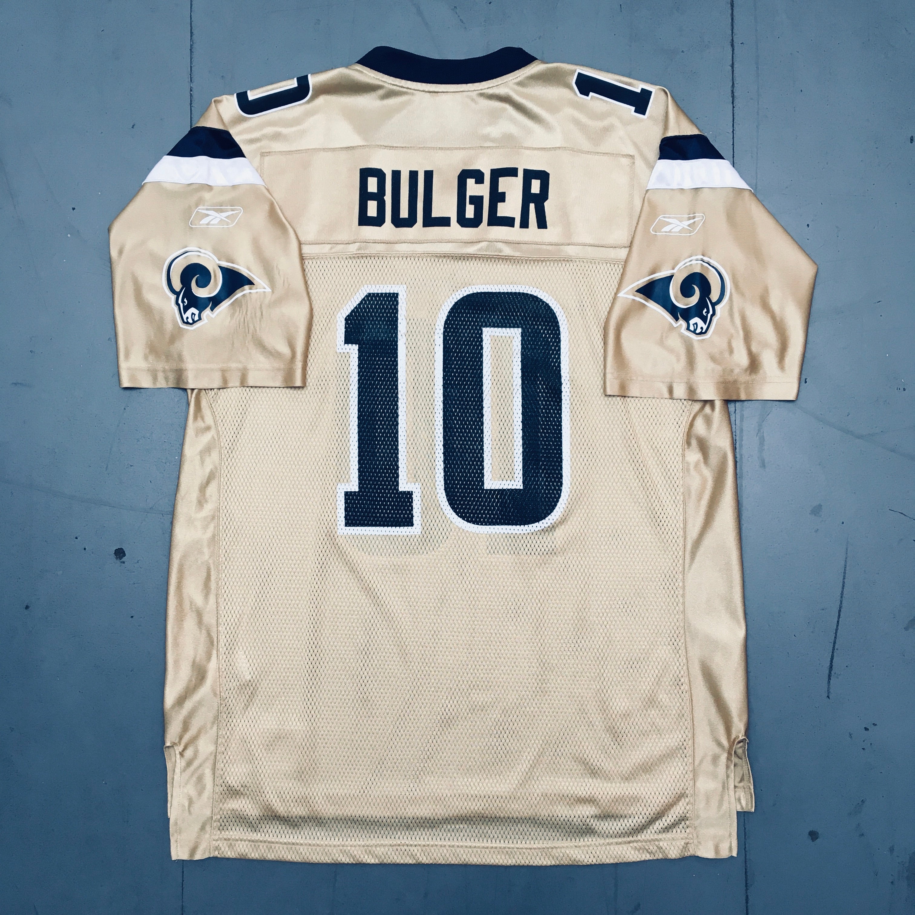 St. Louis Rams Marc Bulger Gold Alternate Jersey 2005-2006 Season - Authentic NFL Football Jersey for Fans & Collectors - Perfect for Game Day, Tailgating, and Sports Memorabilia Display