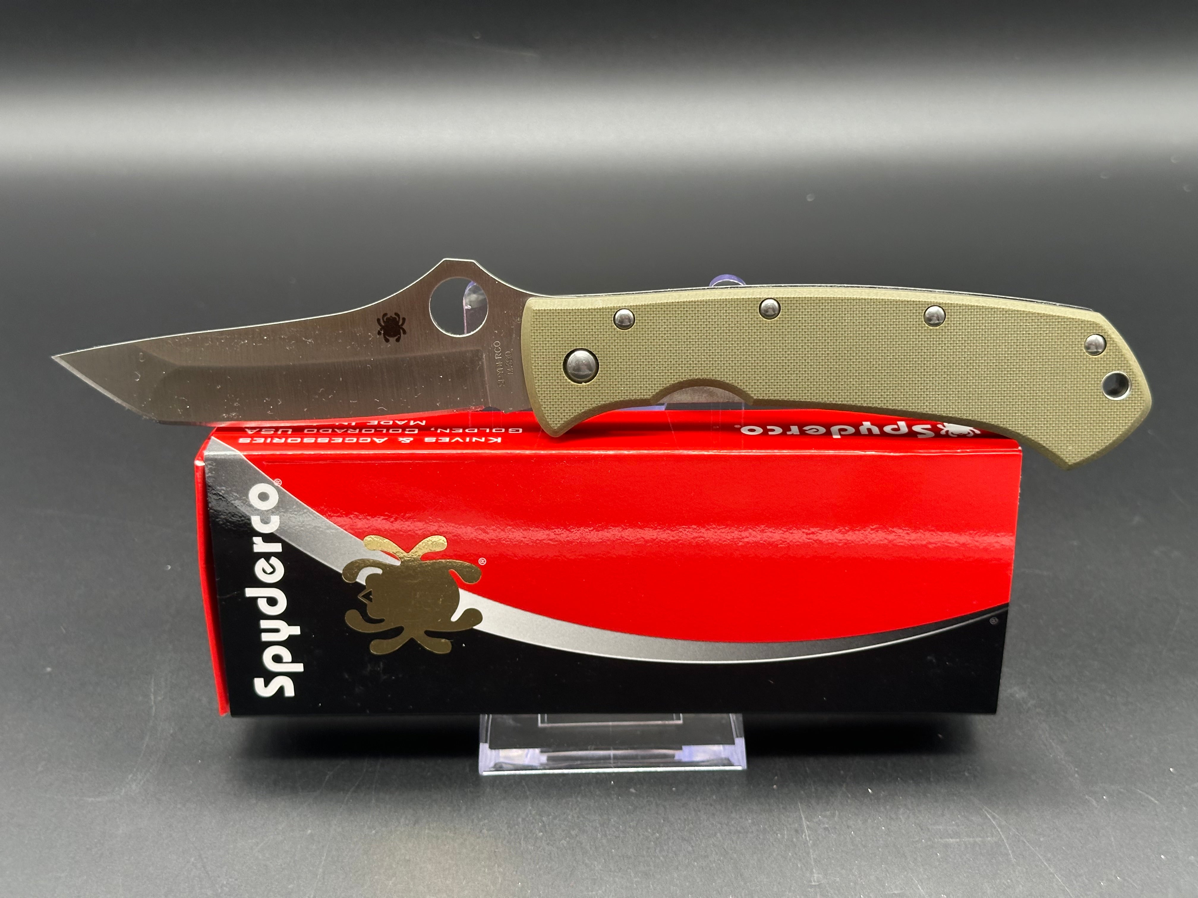 Spyderco Lum Tanto Folding Knife - BHQ Exclusive Tactical EDC Pocket Knife for Outdoor, Camping & Survival Use