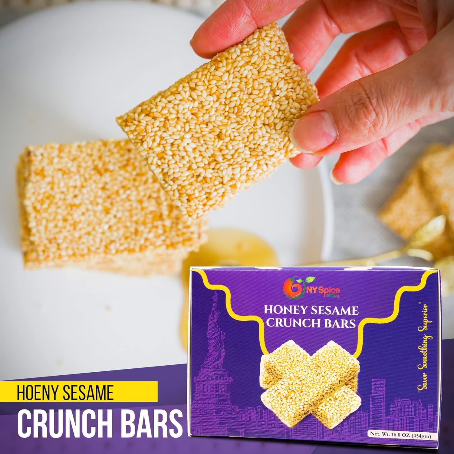 NY SPICE SHOP Premium Sesame Honey Candy Bars - 10lb Bulk Pack of Crunchy Sesame Snacks - All Natural Honey & Sesame Seed Treats - Perfect for Gifts, Parties & Healthy Snacking