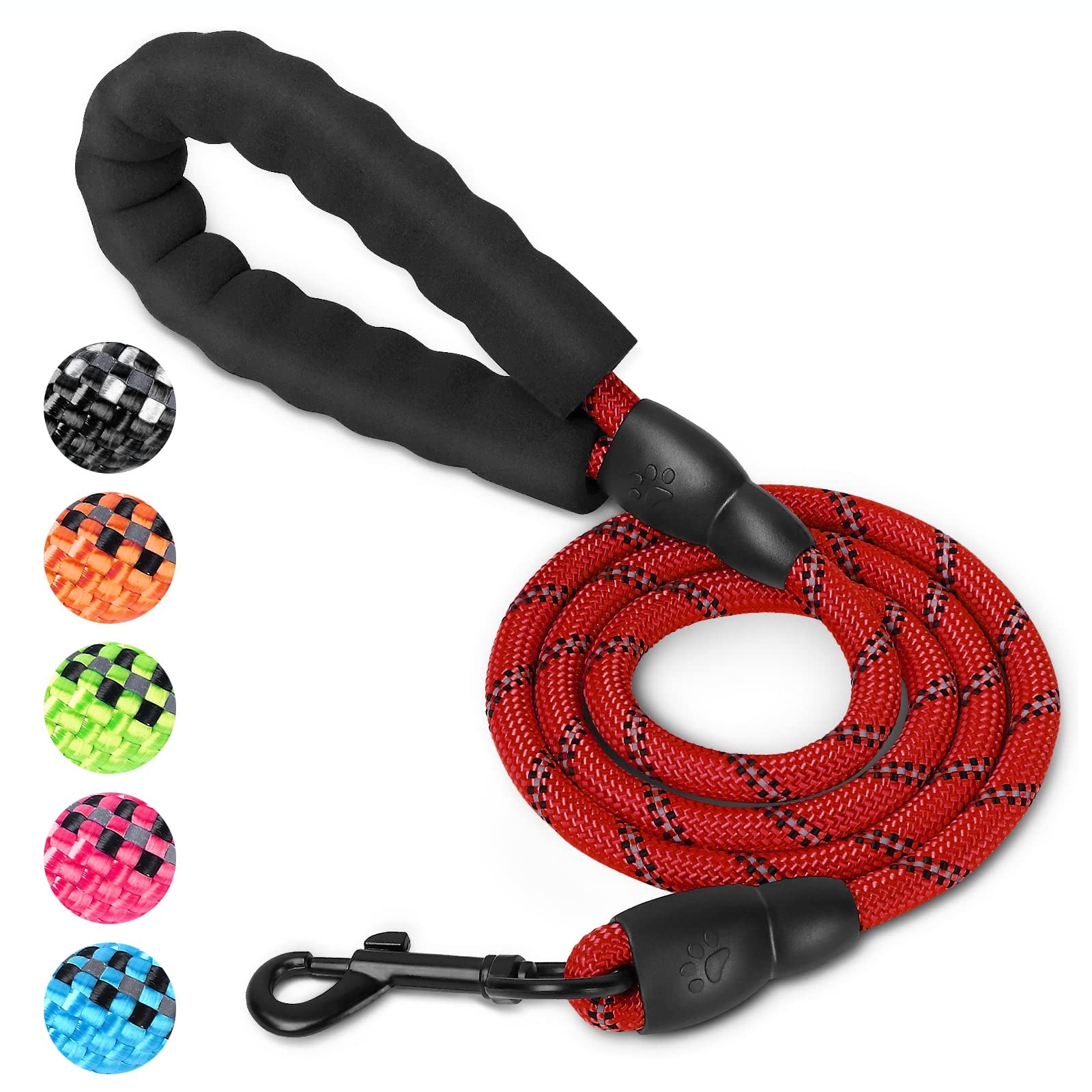 UrbanX Heavy Duty Dog Leash - 5FT Reflective Padded Handle Leash for Medium Dogs Like Frengles | Durable & Comfortable for Walking, Running & Night Safety (Red)