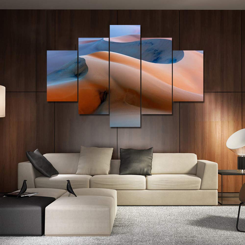 5-Piece Multi Panel Canvas Wall Art - Great Sand Dunes Paintings, Modern Framed Ready to Hang Home Decor for Living Room (60''W x 40''H) - Perfect for Living Room, Bedroom & Office Wall Decor