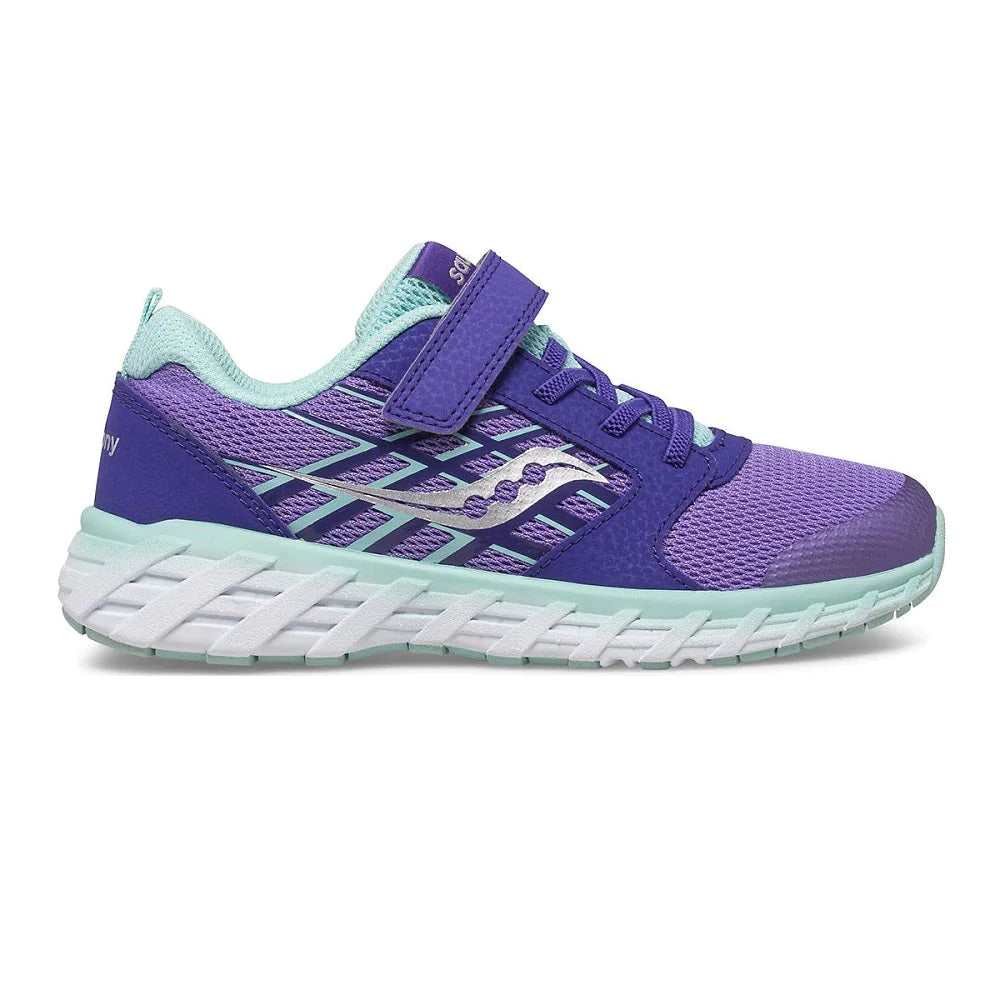 Saucony Wind 2.0 A/C Kids Running Shoes - Lightweight Breathable Athletic Sneakers for Boys & Girls in Purple/Turquoise - Perfect for School, Sports & Outdoor Activities