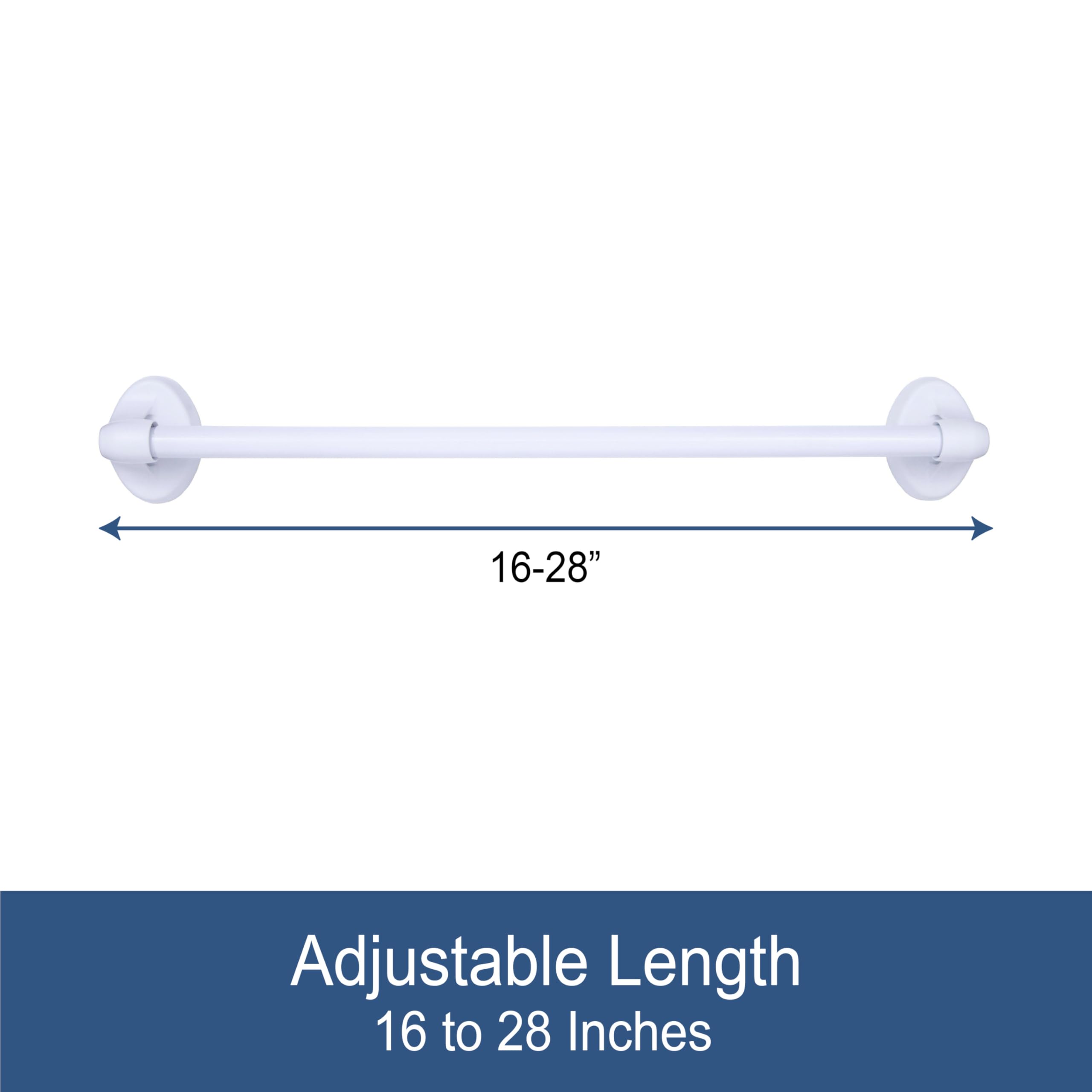 Kenney Magnetic Curtain Rod for Metal Doors & Surfaces - No Drill Adjustable Window Drapery Rod (16-28 Inch) - White Finish for Privacy, Appliance Cover & Home Decor