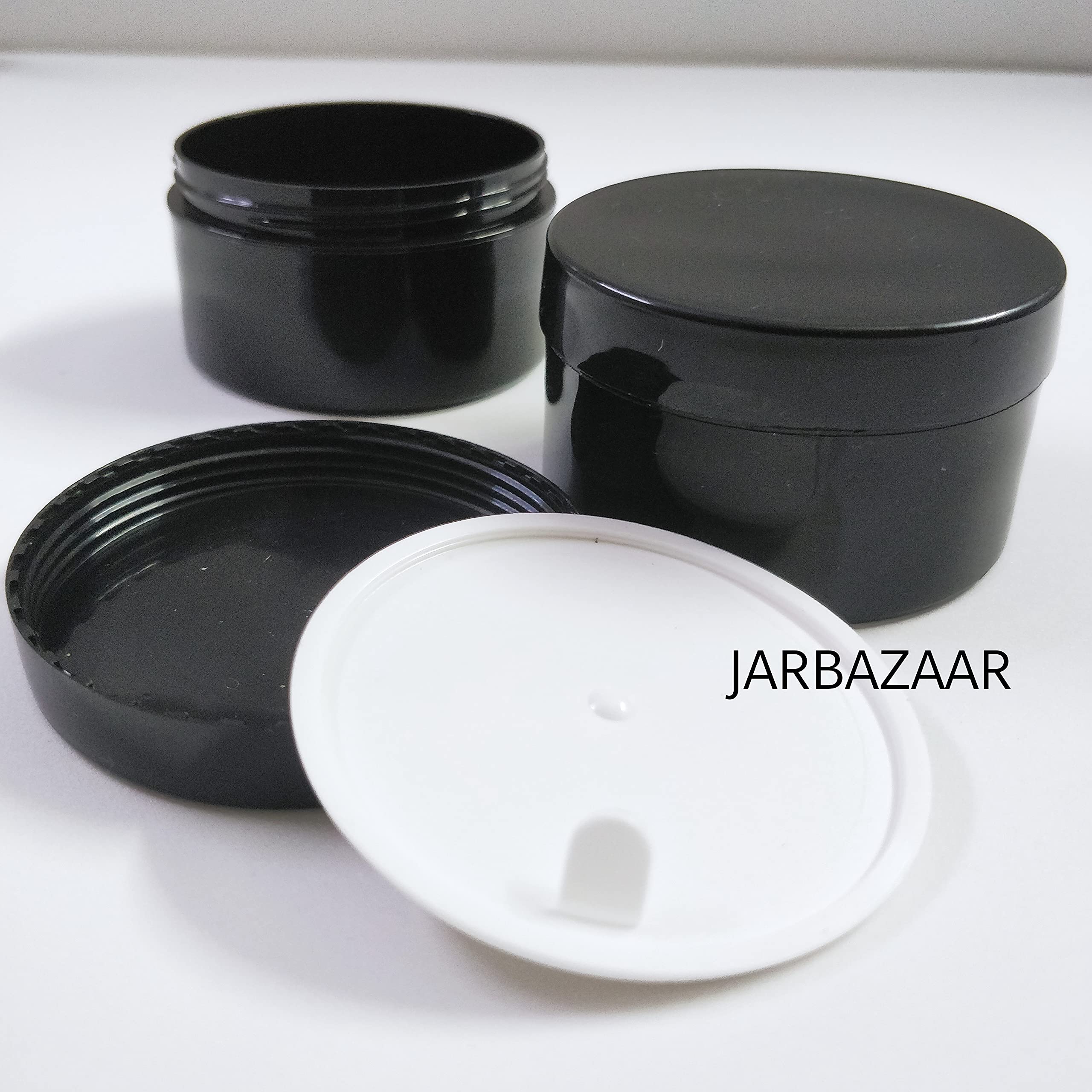 JARBAZAAR 8-Piece Plastic Cosmetic Containers Set (50g Each) - Empty Travel-Friendly Jars with Inner Lids for DIY Creams, Body Butter & Lotions | Perfect for Home Spa, Skincare Storage & Travel Essentials