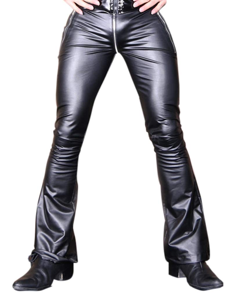Gothic Slim PU Pants for Men - Fashionable Leather-Like Trousers for Casual Wear & Gothic Style Outfits