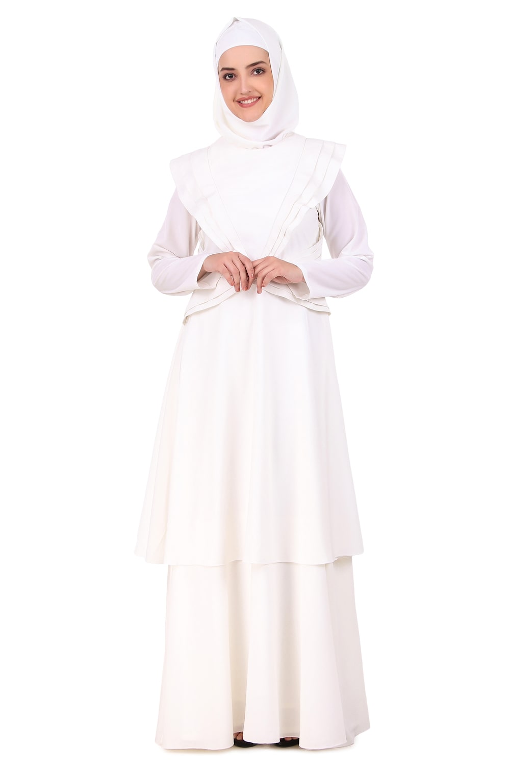 Elegant Designer Royal Look White Abaya for Women - Modest Islamic Dress for Prayer, Wedding & Special Occasions