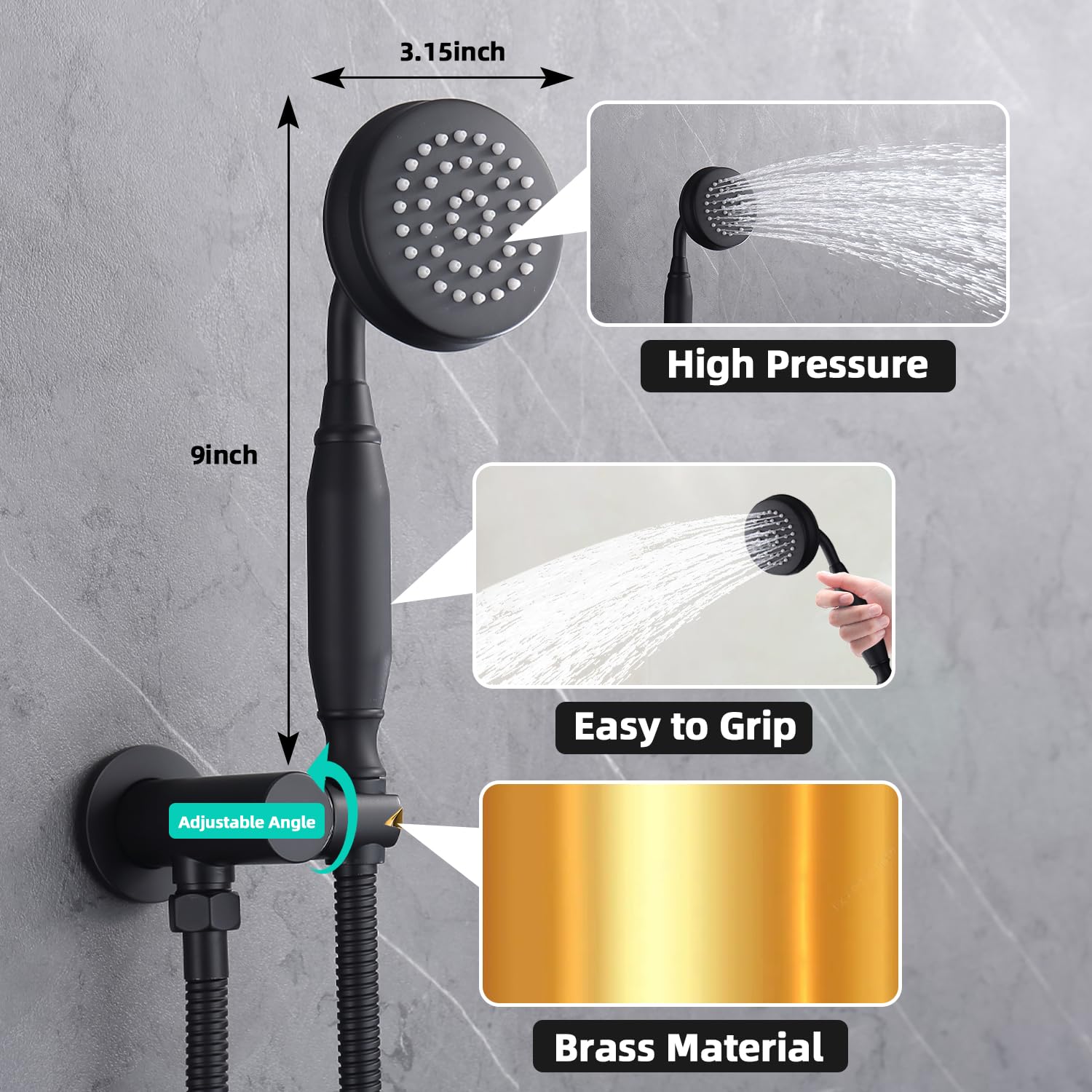 Thermostatic Shower Faucet Set - Matte Black Rain Shower System with All Metal Body Jets & Hand Shower - High Pressure Bathroom Shower Combo for Spa-Like Experience - Perfect for Modern Home Renovation and Luxury Bathroom Upgrade