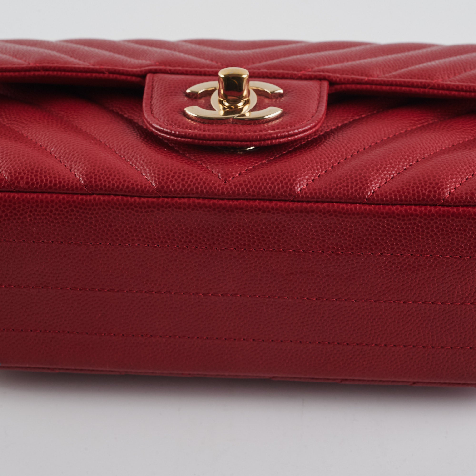 Chanel 18B Chevron Rectangular Mini Bag in Red - Luxury Crossbody Purse for Women, Perfect for Parties & Evening Events