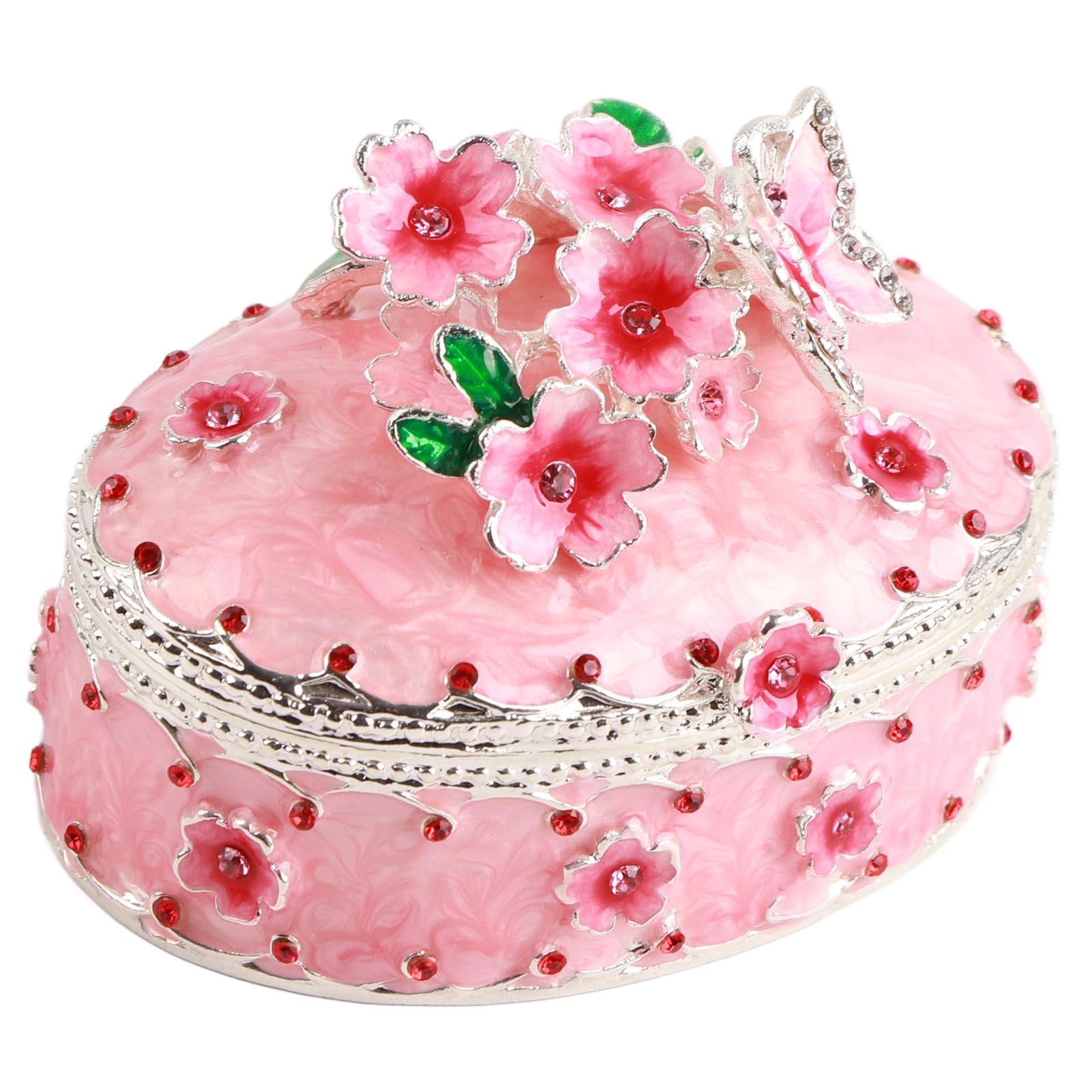 Exquisite Cherry Blossom Enamel Jewelry Box - Floral Trinket Storage & Home Decor for Women | Perfect Gift for Birthday, Wedding, Anniversary | Great for Dresser, Vanity & Bedroom Organization